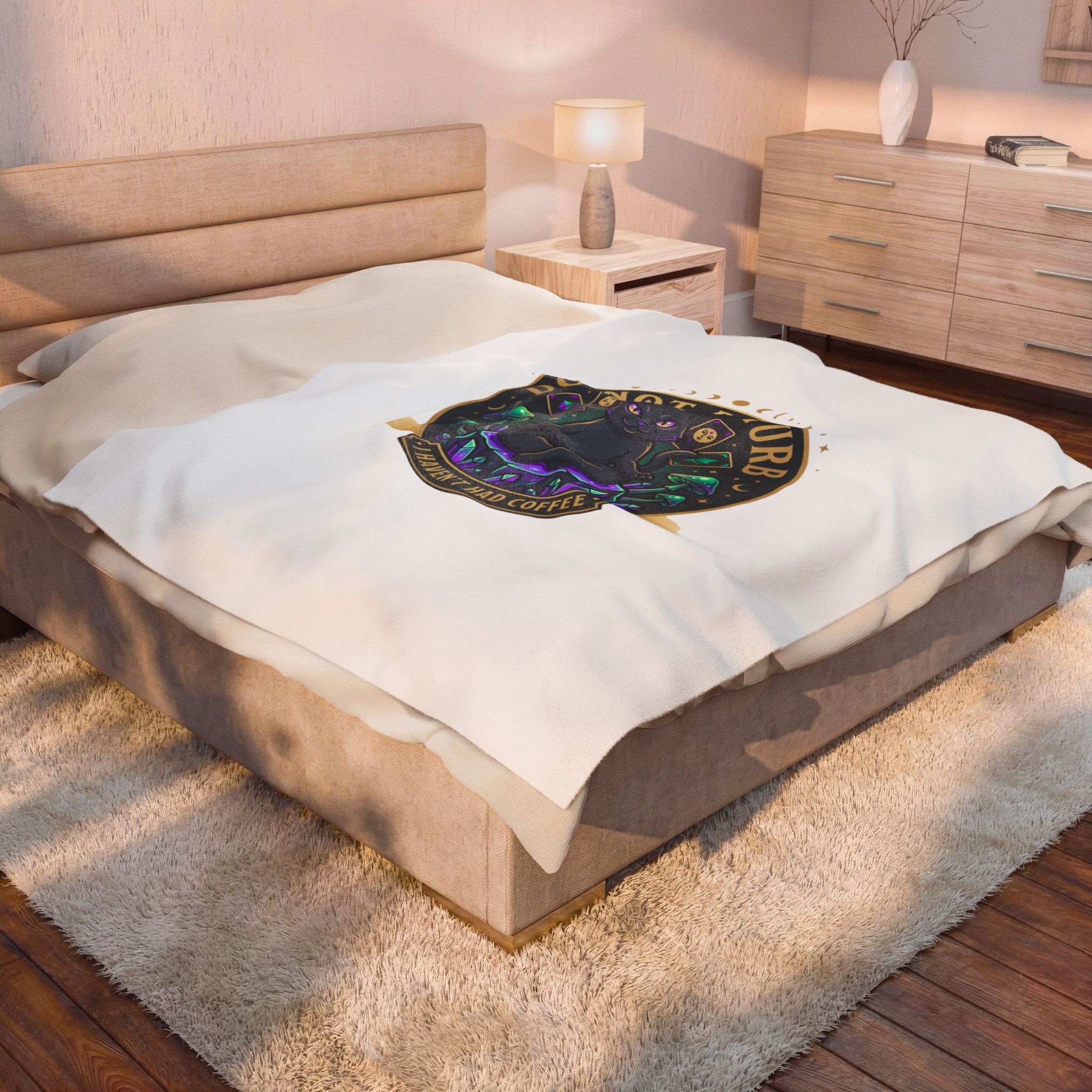 Do Not Disturb Cat Coffee Blanket | witchy goblincore, celestial crystals