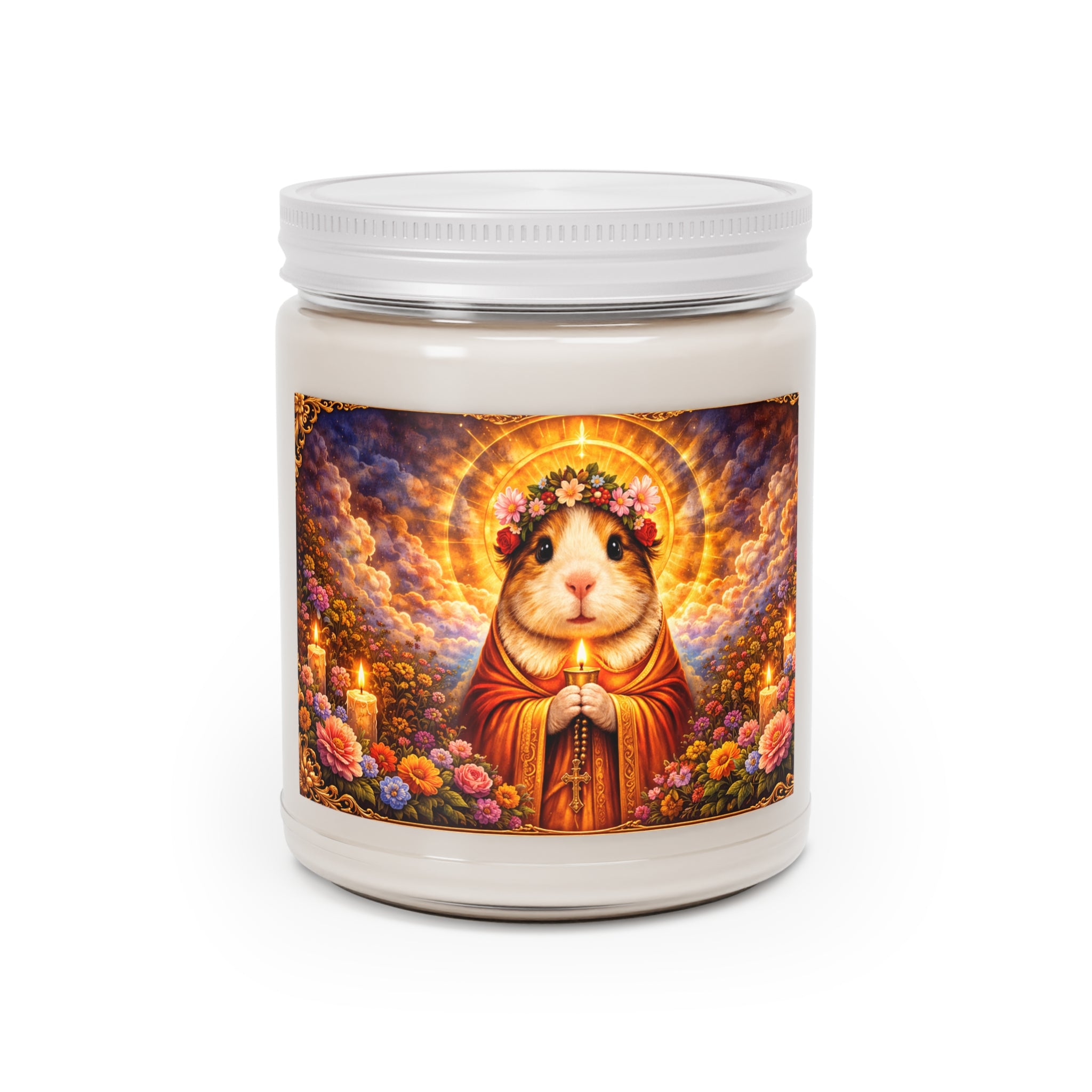 Guinea Pig Saint Soy Candle — Floral Halo 9oz Scented Jar