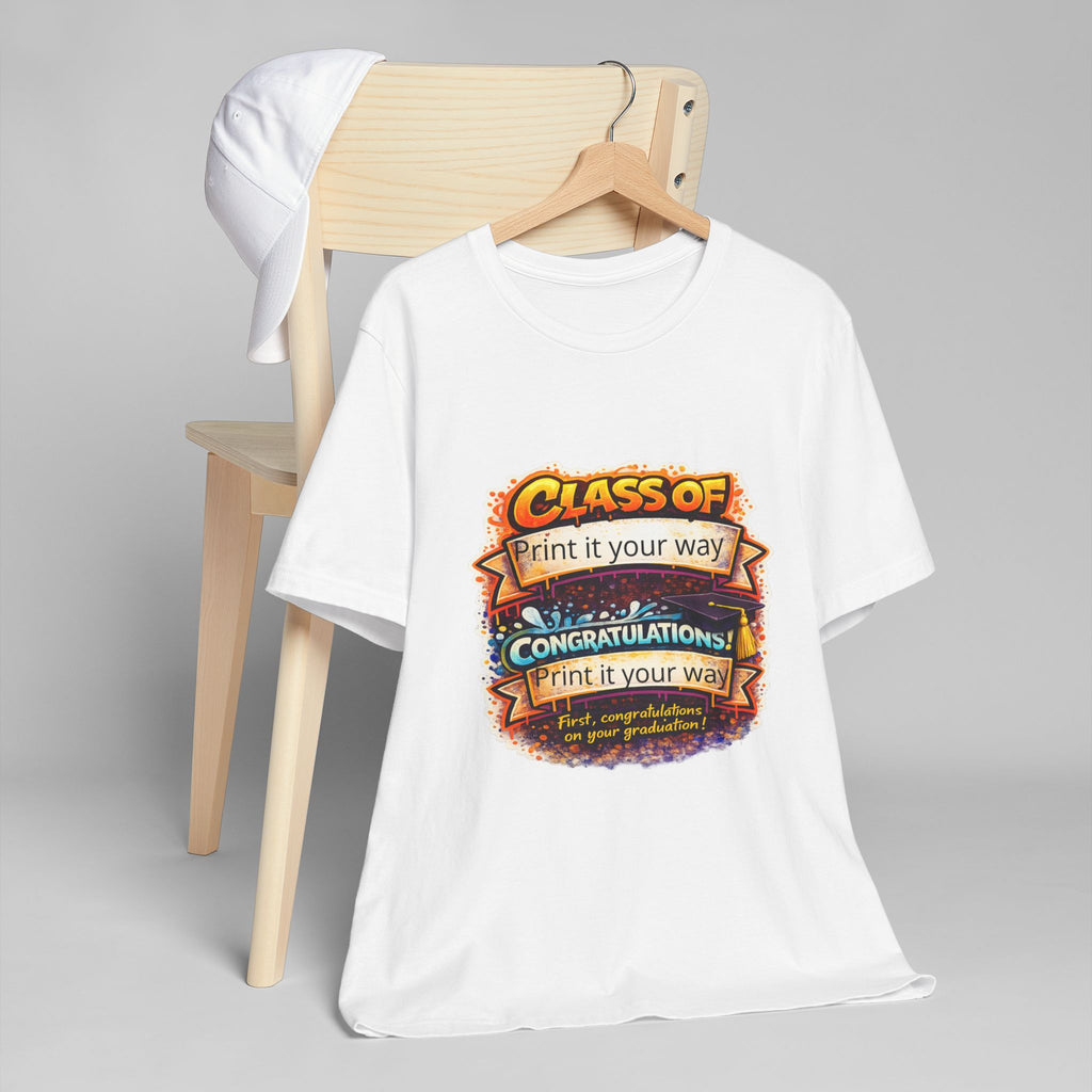 Class of [Year] Graduation T-Shirt — "Congratulations!" Colorful Celebration Tee