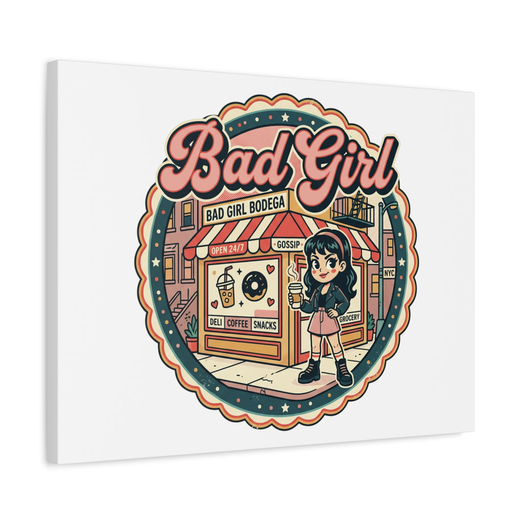 Bad Girl Bodega Canvas Print | Bodega, NYC, Y2K Corner Store Art