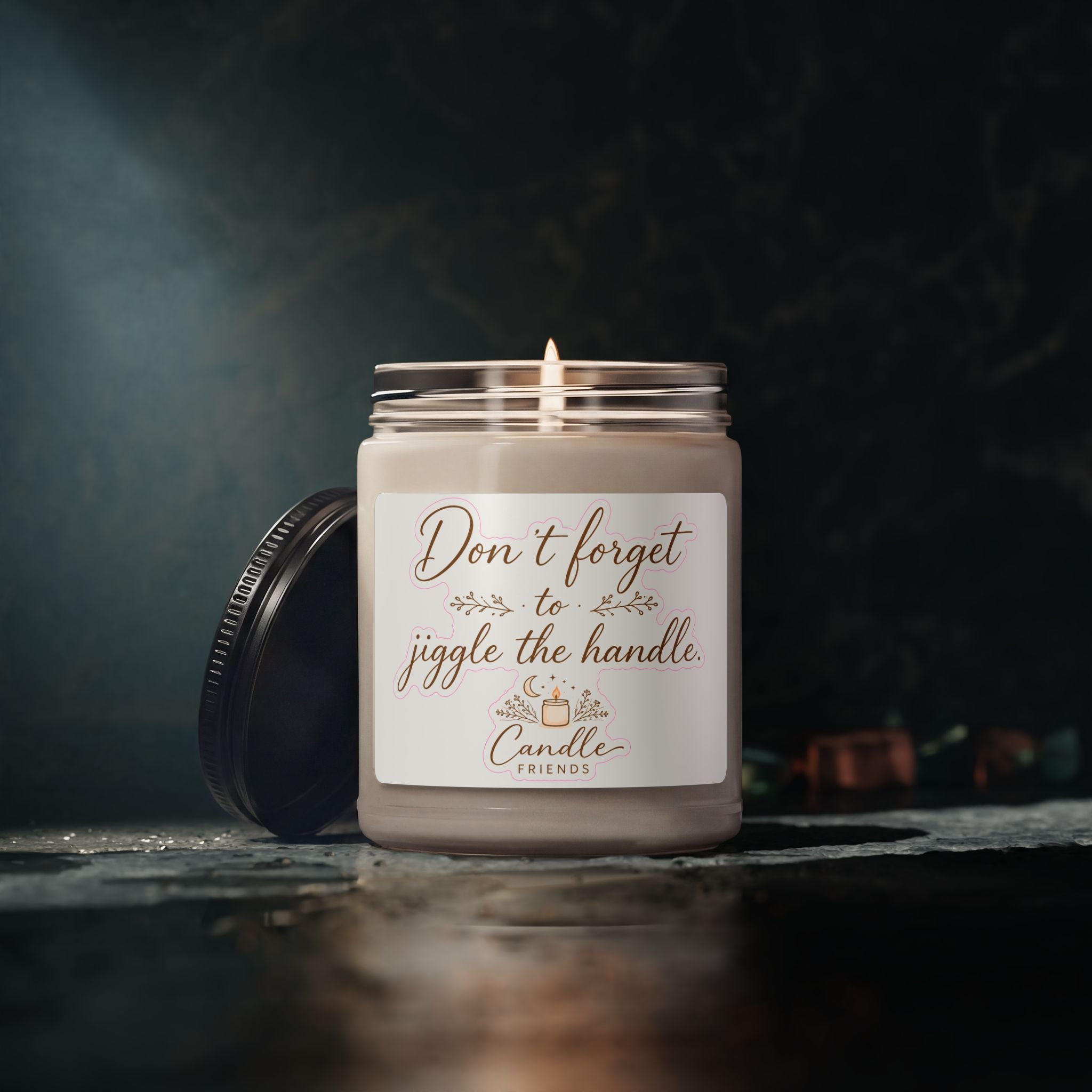 Don’t Forget to Jiggle the Handle – Scented Soy Candle, 9oz (Funny Kitchen Quote)