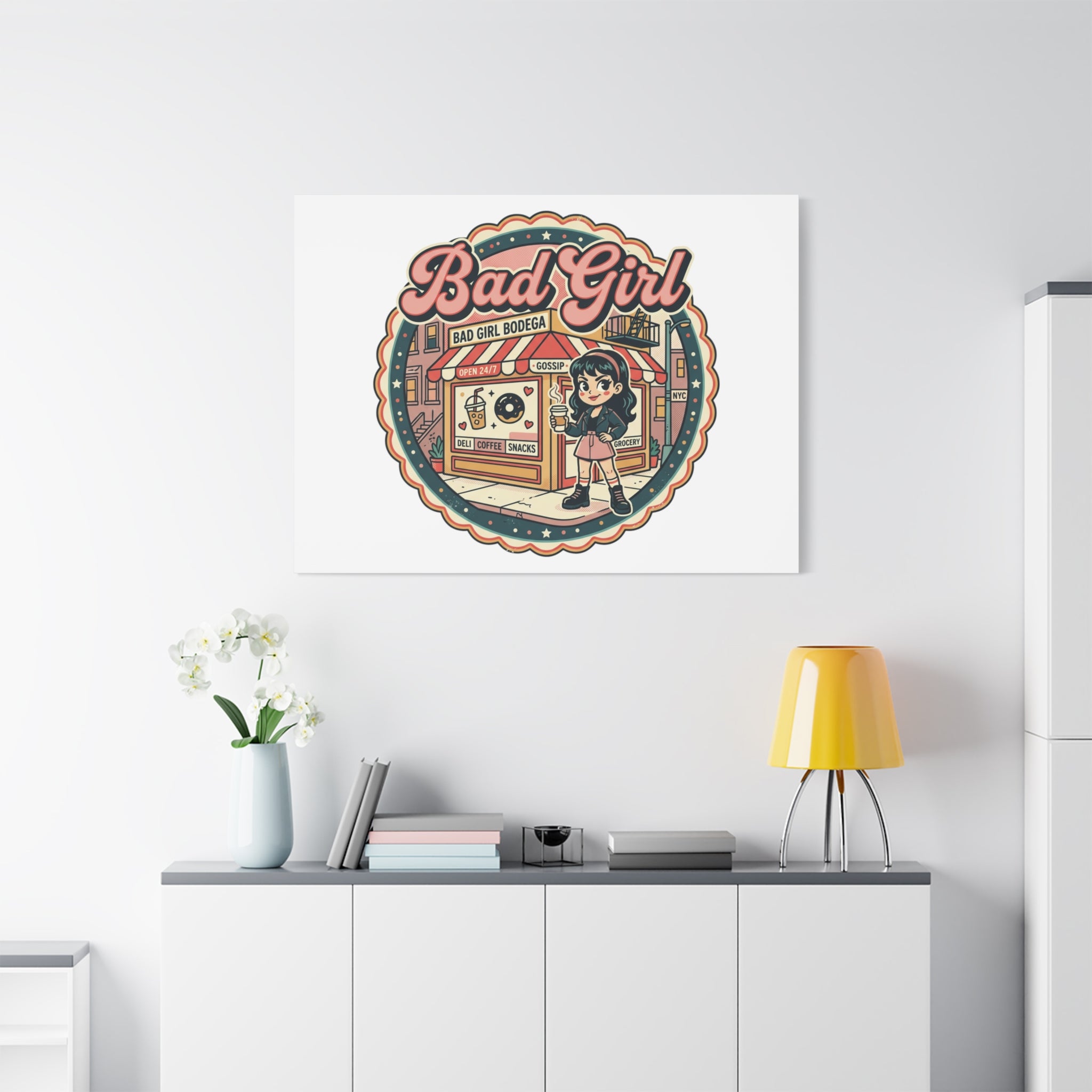 Bad Girl Bodega Canvas Print | Bodega, NYC, Y2K Corner Store Art