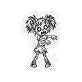 Zombie Girl Die-Cut Outdoor Sticker — Transparent Vinyl Halloween Decal