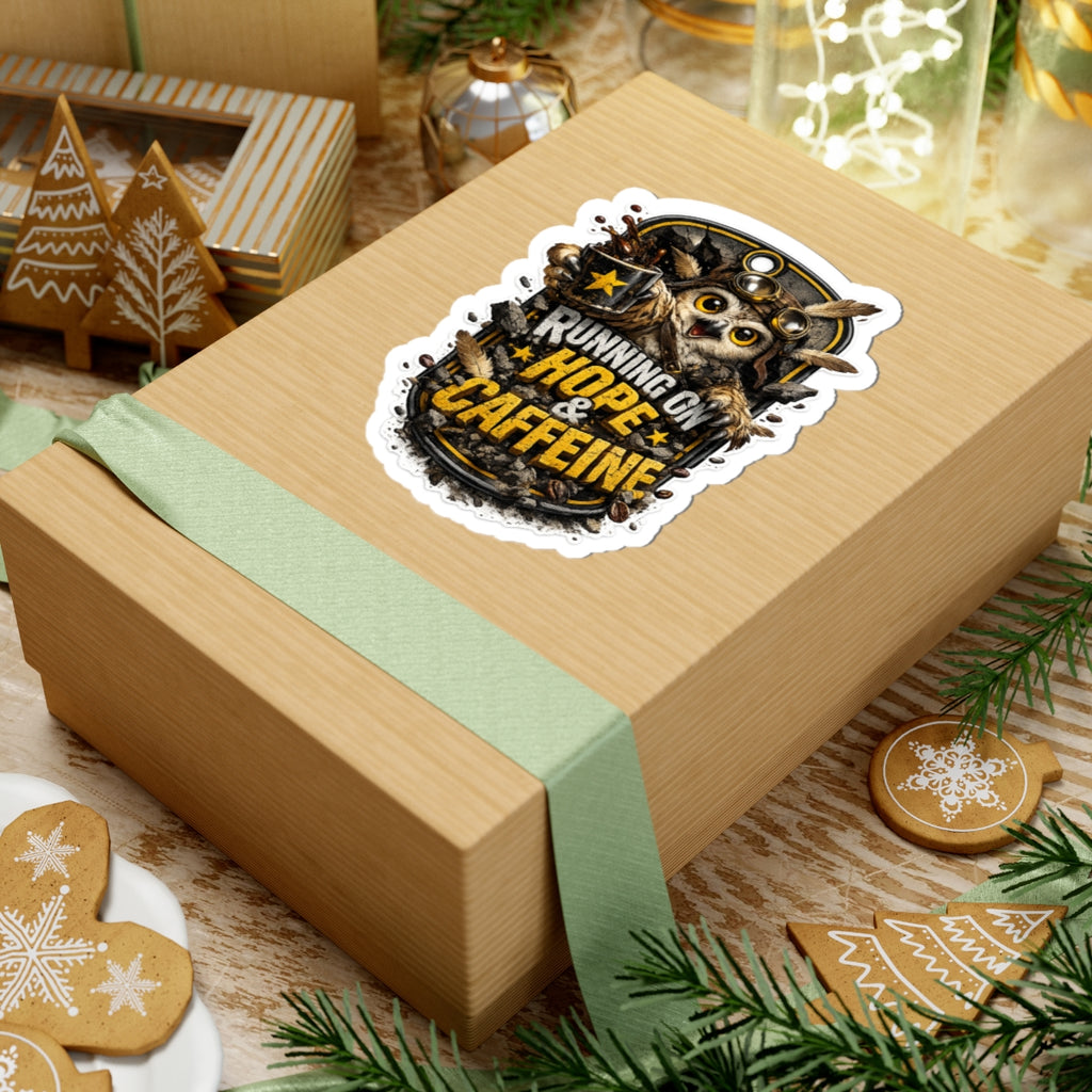 4th wall kiss cut sticker — Running on Hope & Caffeine Owl Sticker