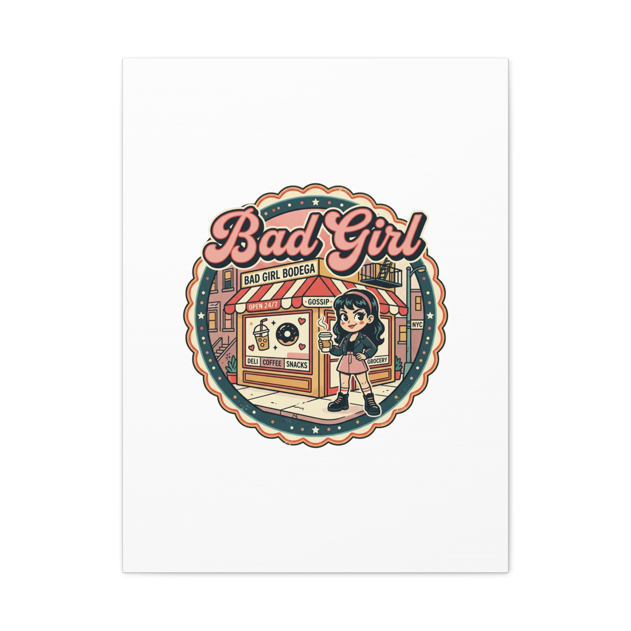Bad Girl Bodega Canvas Print | Bodega, NYC, Y2K Corner Store Art