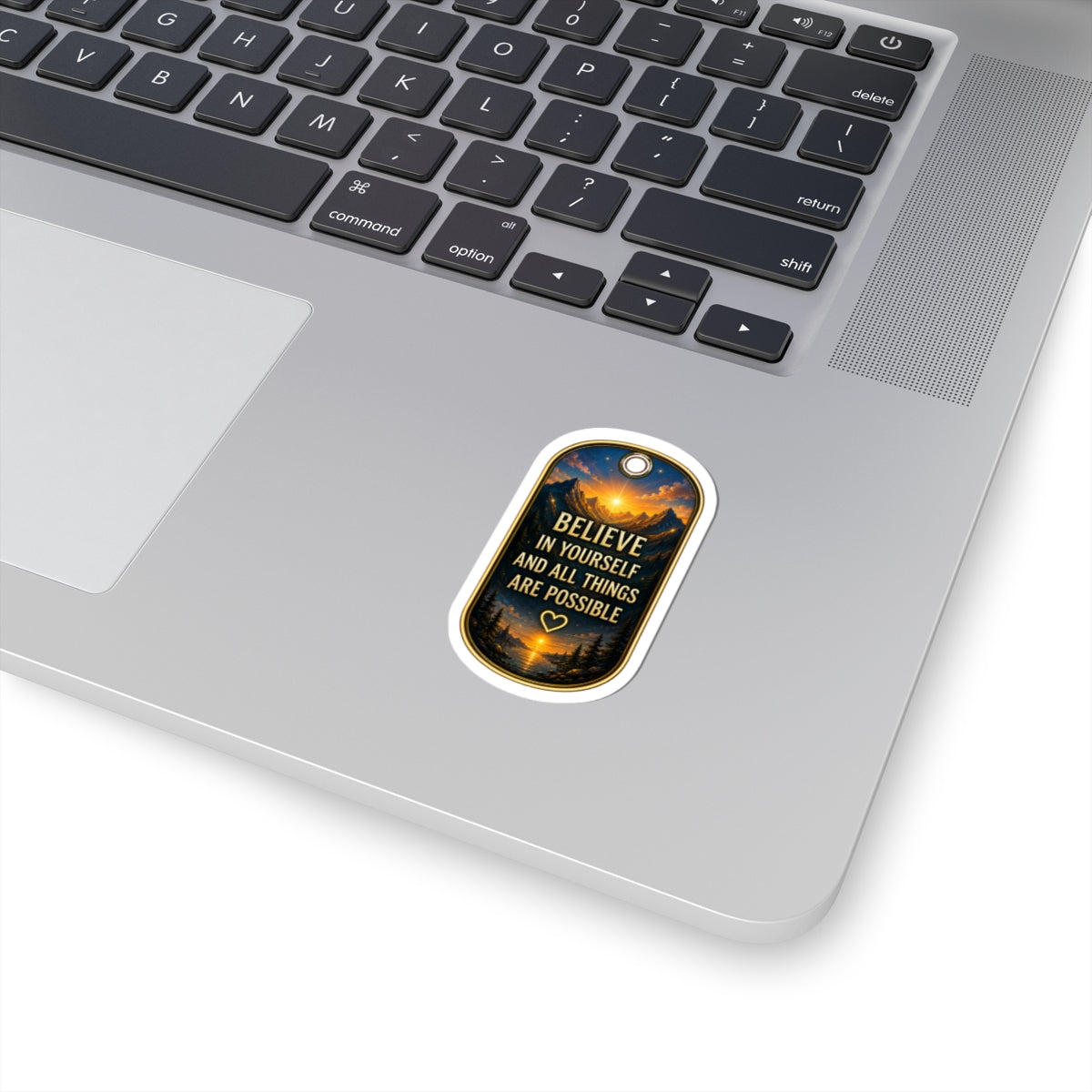 Believe in Yourself Inspirational Kiss-Cut Sticker – Mountain Sunrise Motivational Decal