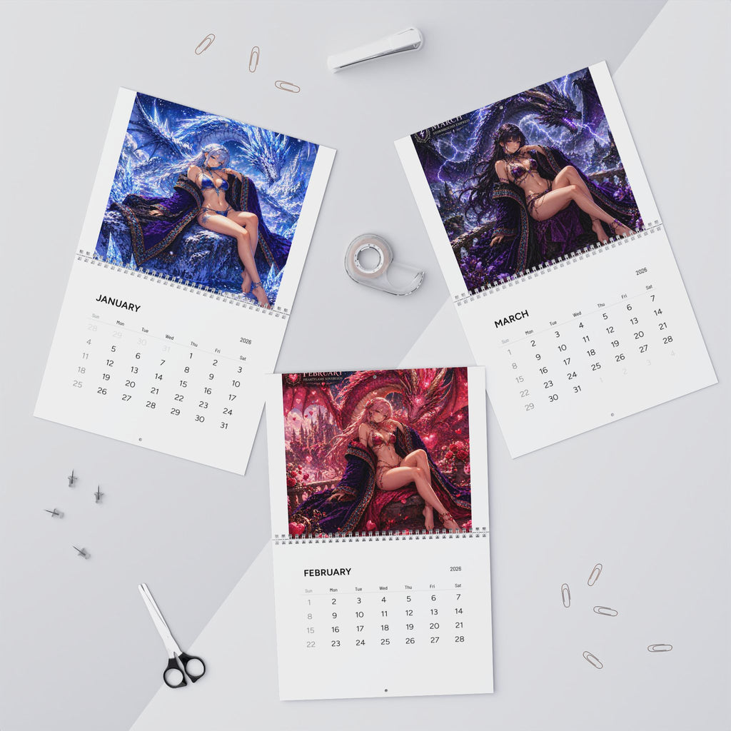 2026 Girls of the Cloak Fantasy Art Wall Calendar — Pinup Dragon Sorceress Monthly Calendar