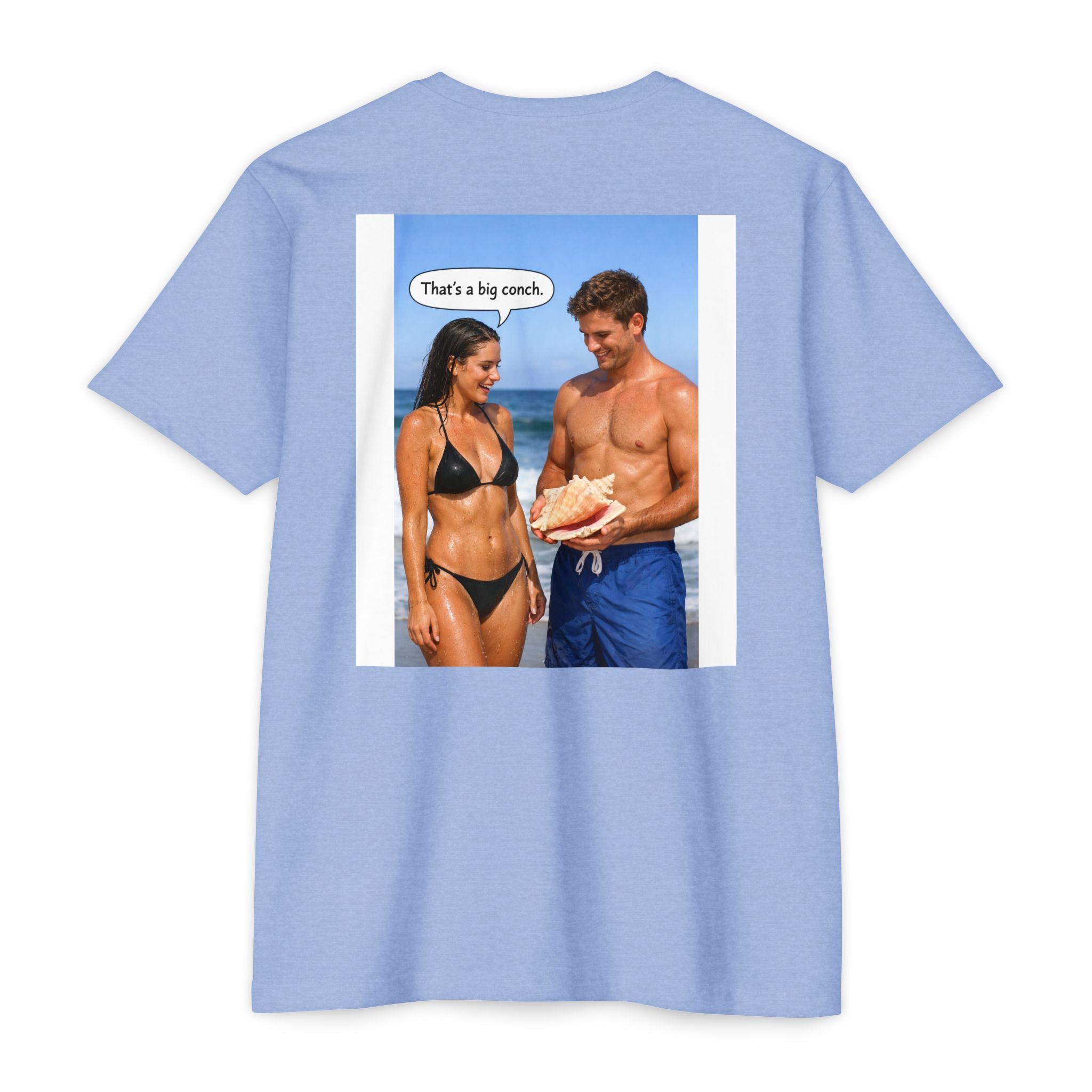 Conch Joke T-Shirt — Retro Beach Photo Tee with "That's a big conch" Graphic