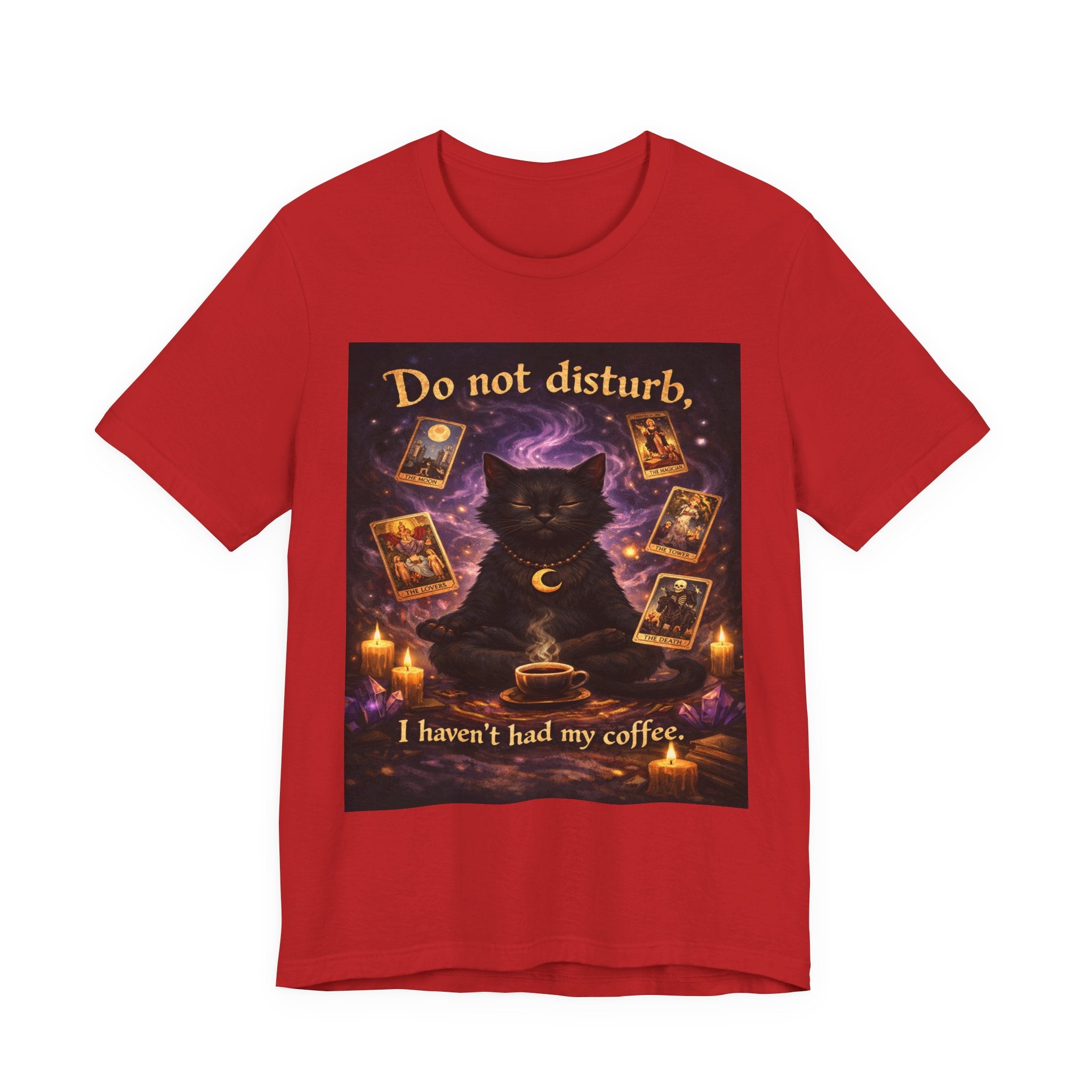 Do Not Disturb Cat Coffee Tee — Mystic Black Cat Tarot T-Shirt