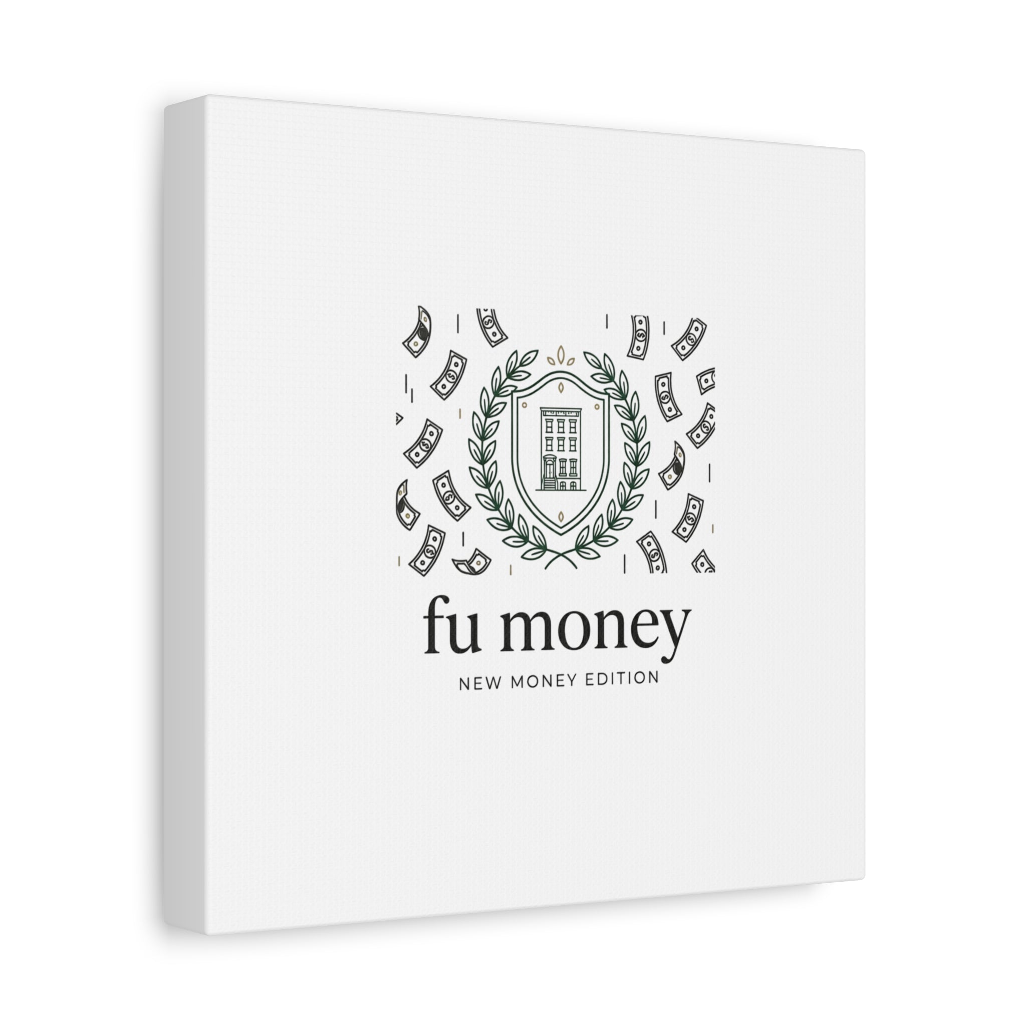 fu money Canvas |New Money Minimalist, Quiet Luxury, Serif Monochrome