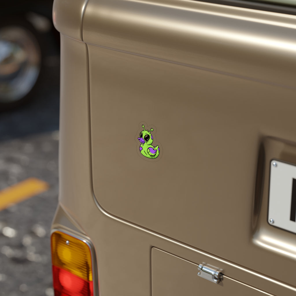 Alien Duck Die-Cut Sticker — Green & Purple Outdoor Vinyl