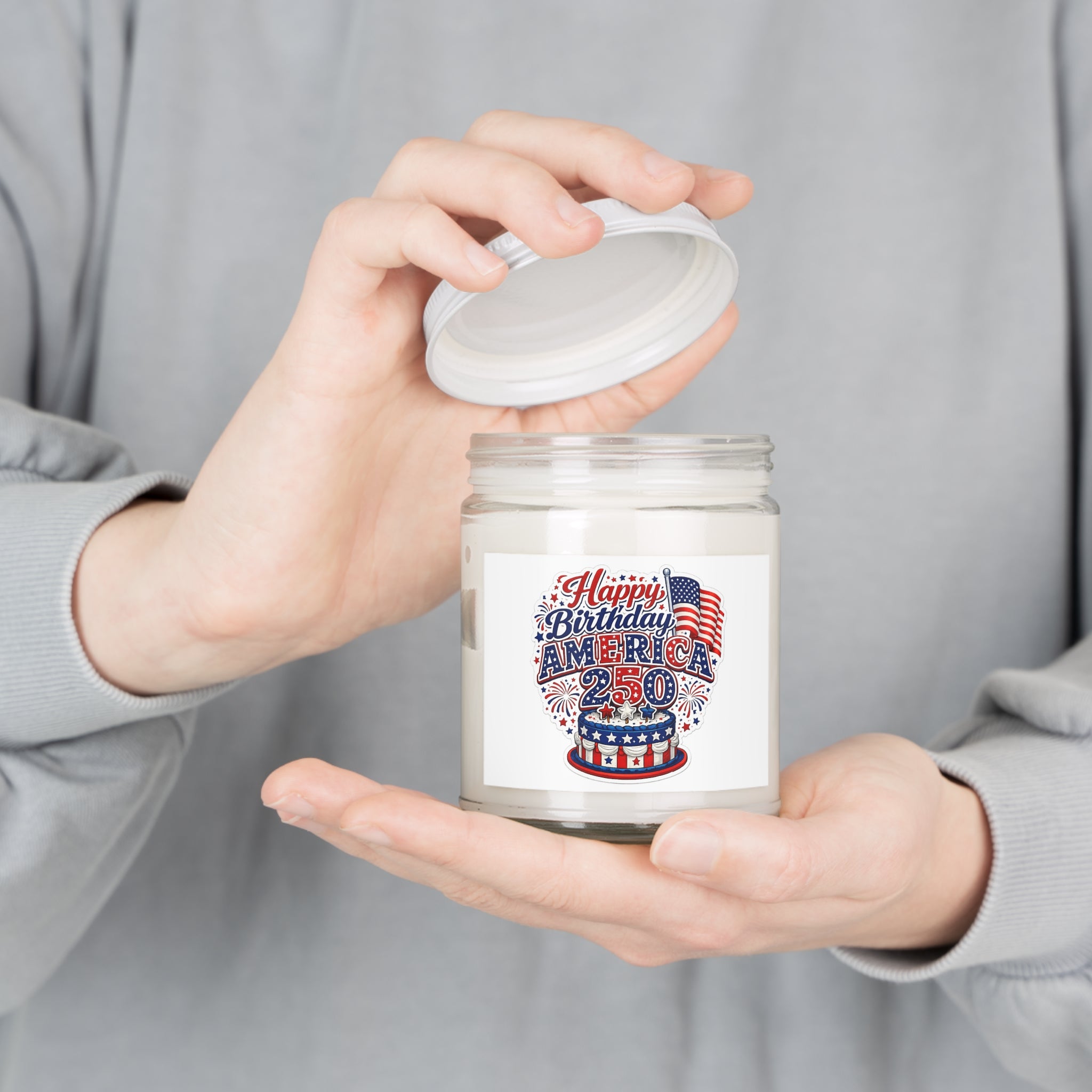 Happy Birthday America 250 Scented Soy Candles with White Lid, 9oz