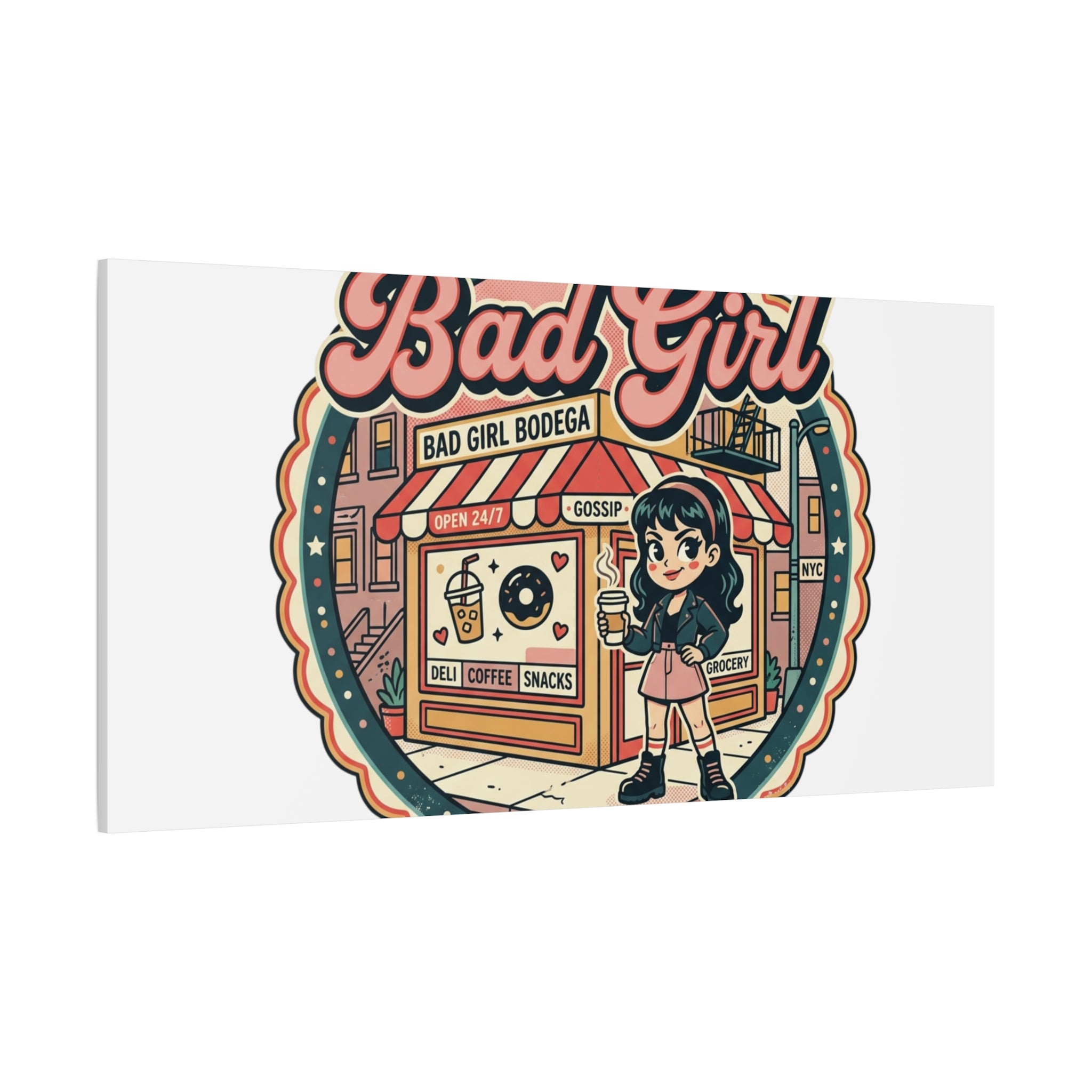 Bad Girl Bodega Canvas Print | Bodega, NYC, Y2K Corner Store Art