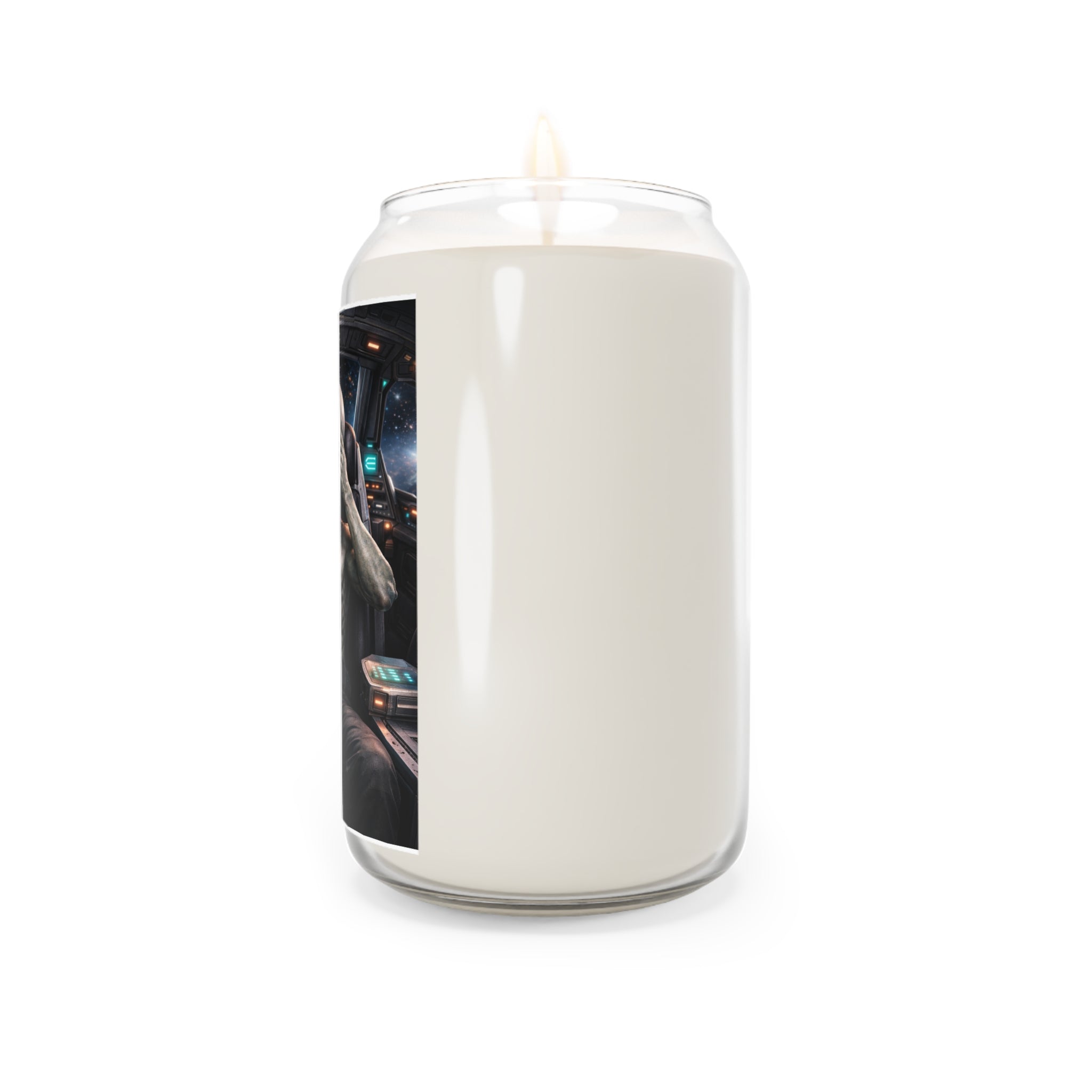 See No Evil Alien Commander Soy Candle — 13.75 oz Scented Candle with Sci‑Fi Pilot Art