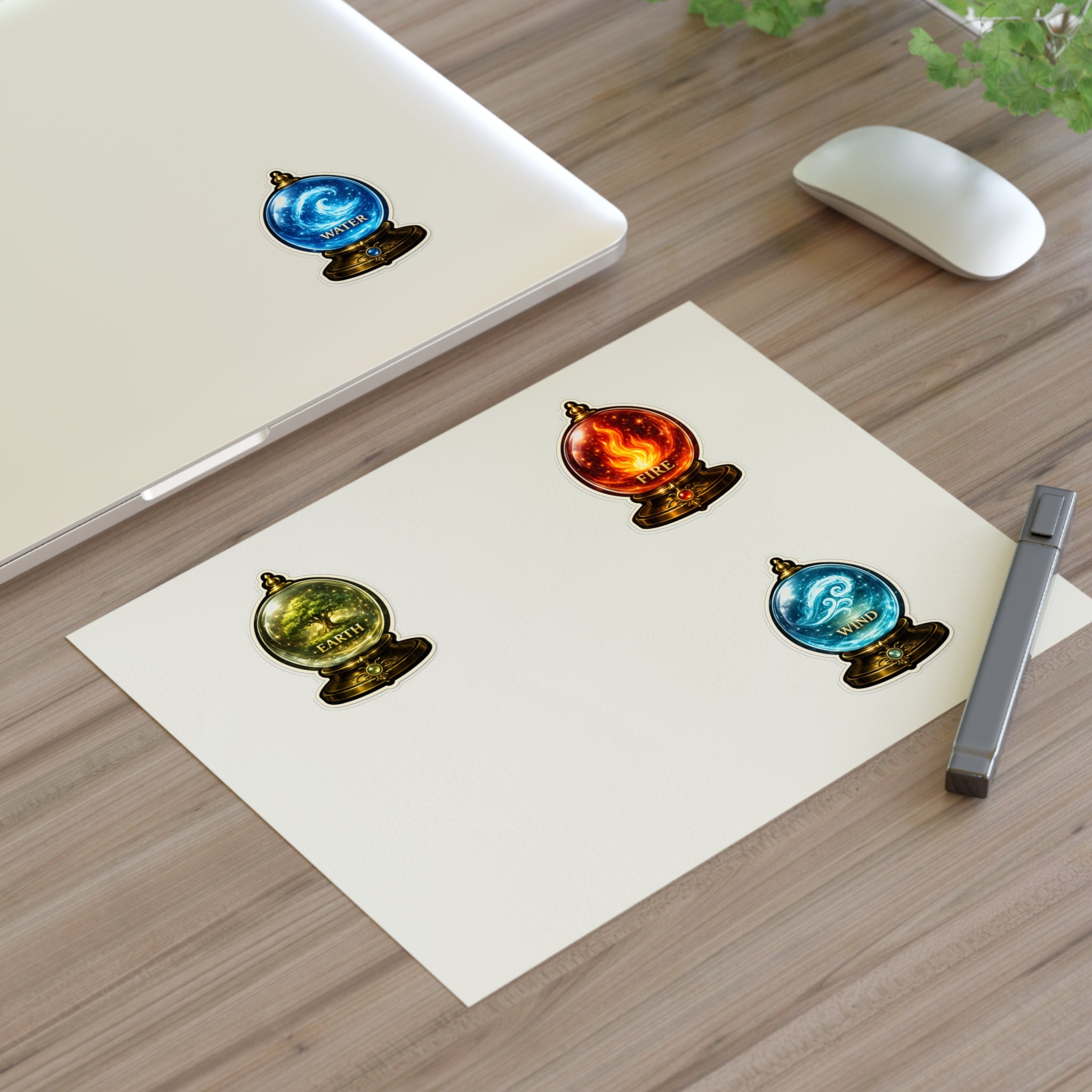 Elemental Globe Sticker Sheet — Earth, Fire, Water, Wind Magic Stickers