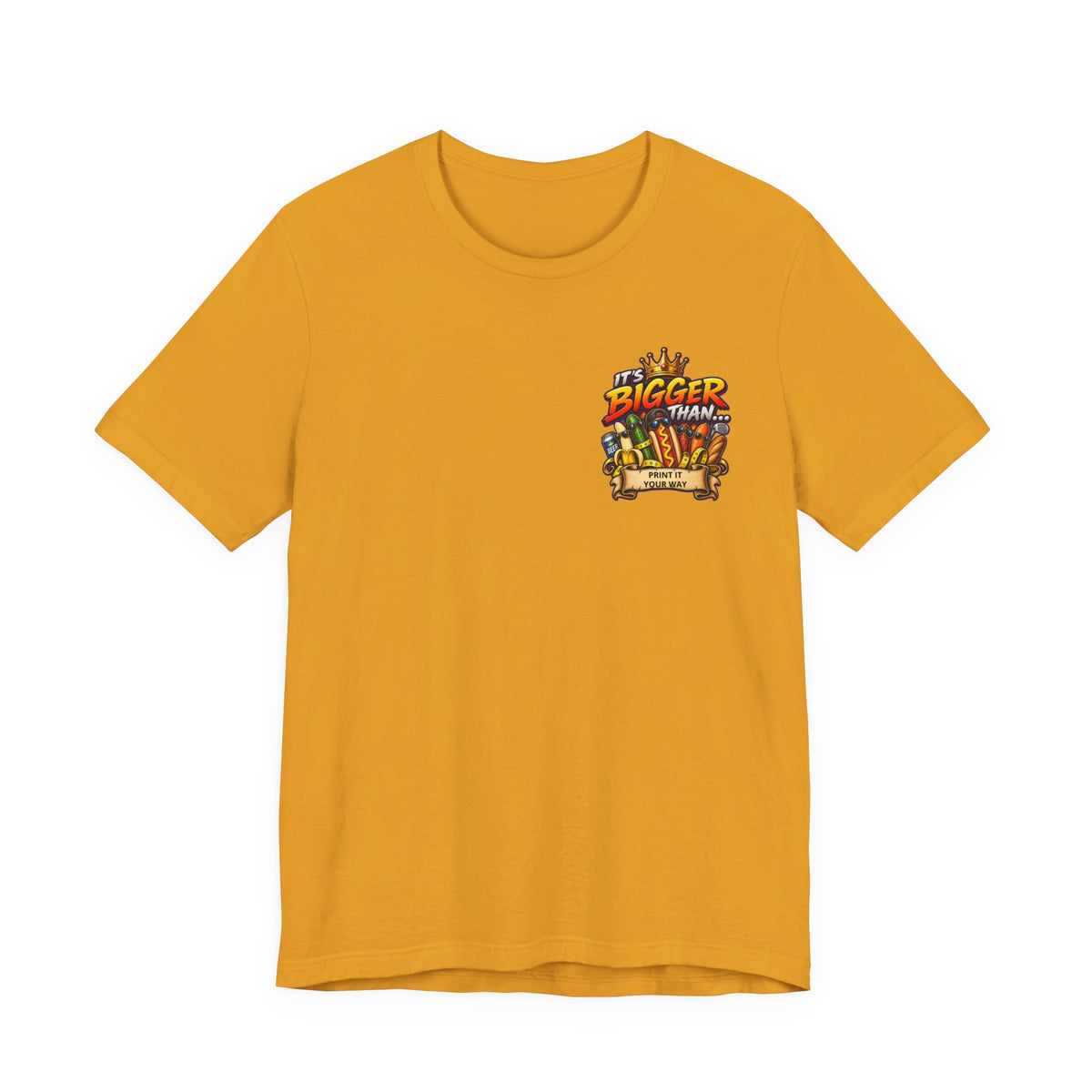 T-Shirt — "It's Bigger Than..." Retro Hot Dog & Snacks Graphic Tee