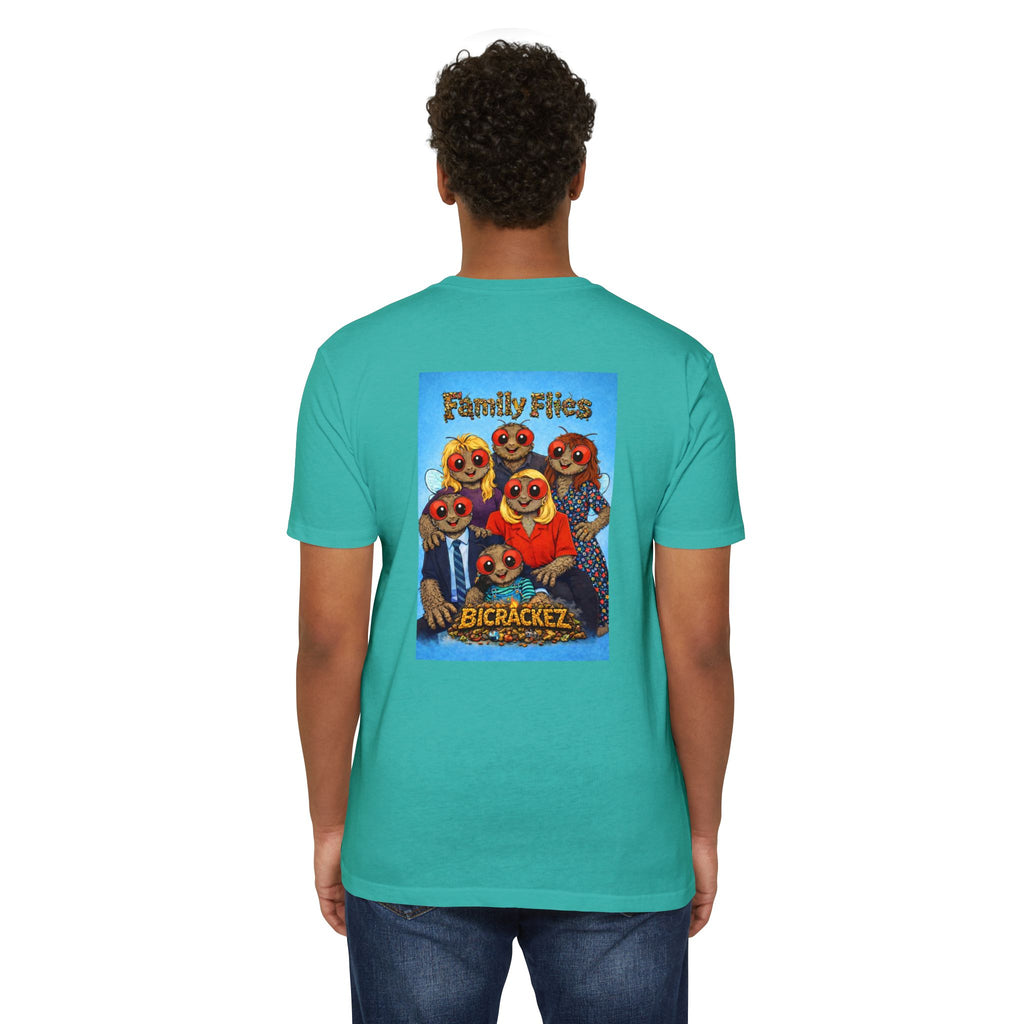 Family Flies Graphic T-Shirt — "Bicracketz" Retro Cartoon Tee