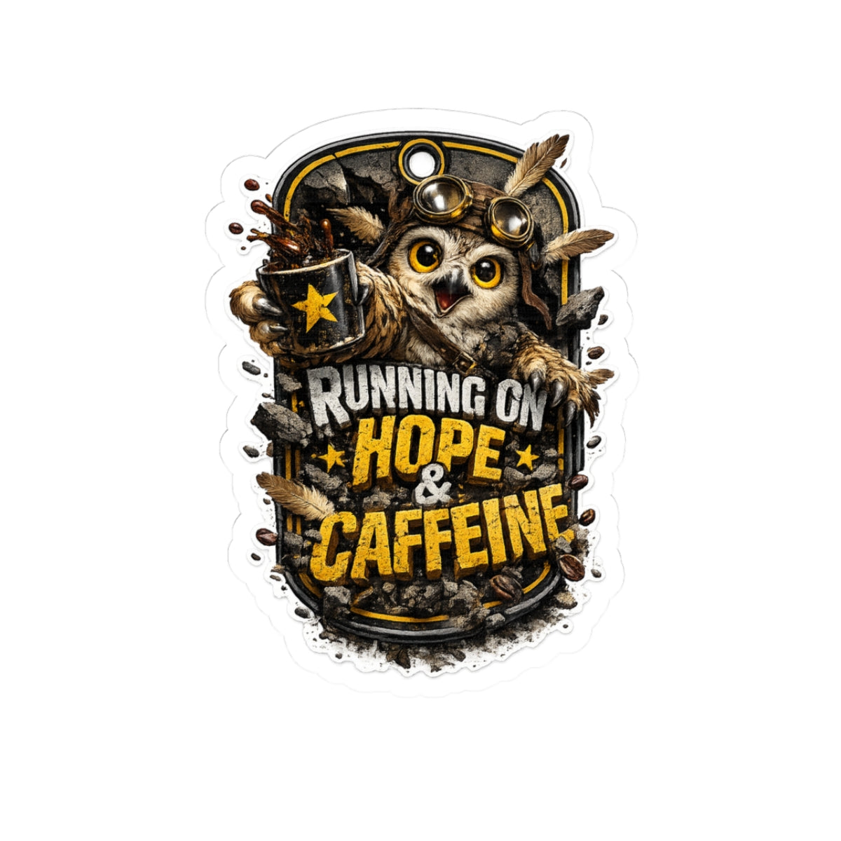 4th wall kiss cut sticker — Running on Hope & Caffeine Owl Sticker