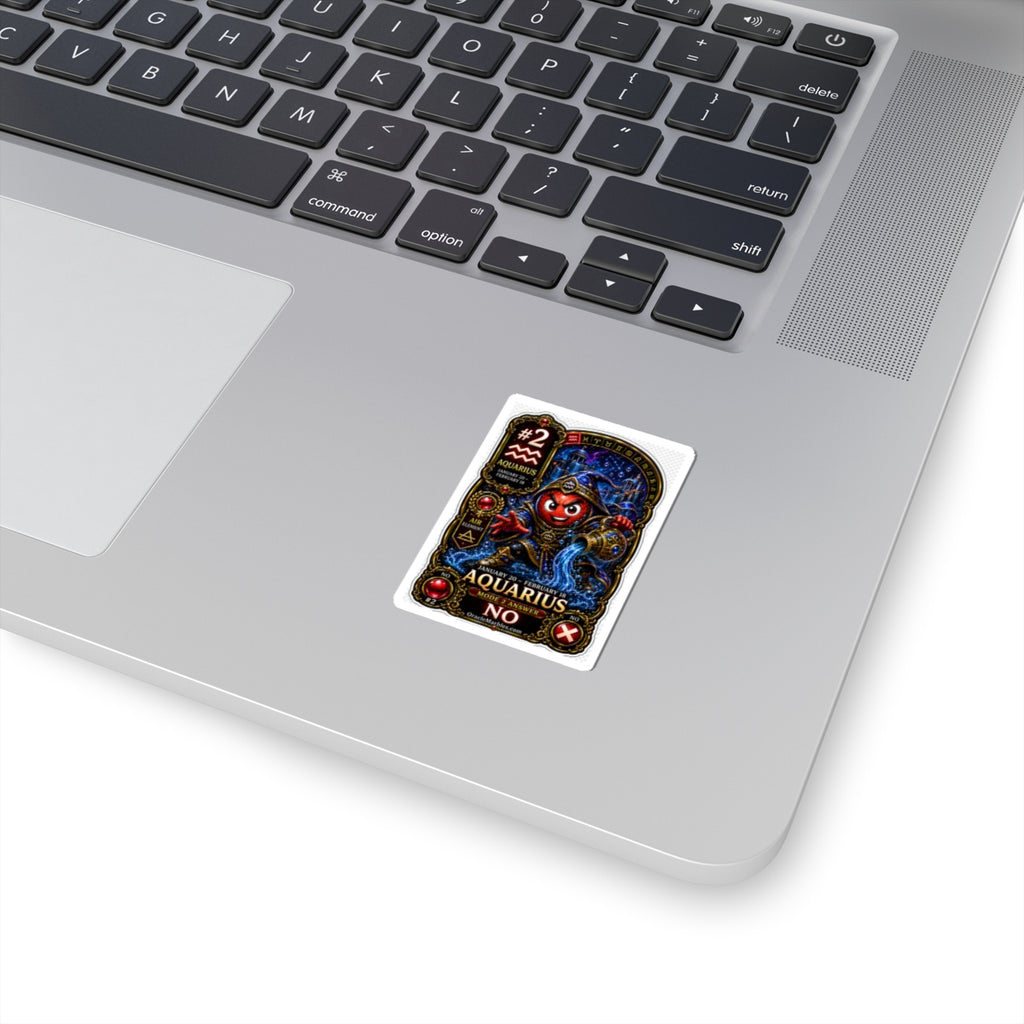 Aquarius Zodiac Sticker — Water-Bearer Astrology Kiss-Cut Sticker (Jan 20–Feb 18, “No” Oracle Design)