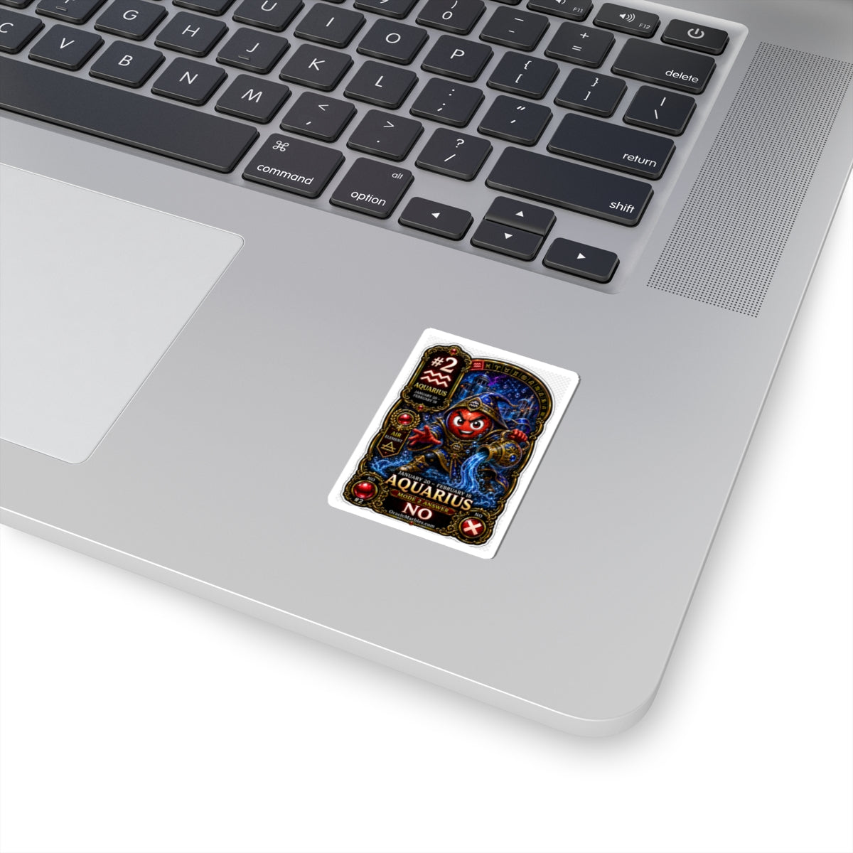 Aquarius Zodiac Sticker — Water-Bearer Astrology Kiss-Cut Sticker (Jan 20–Feb 18, “No” Oracle Design)