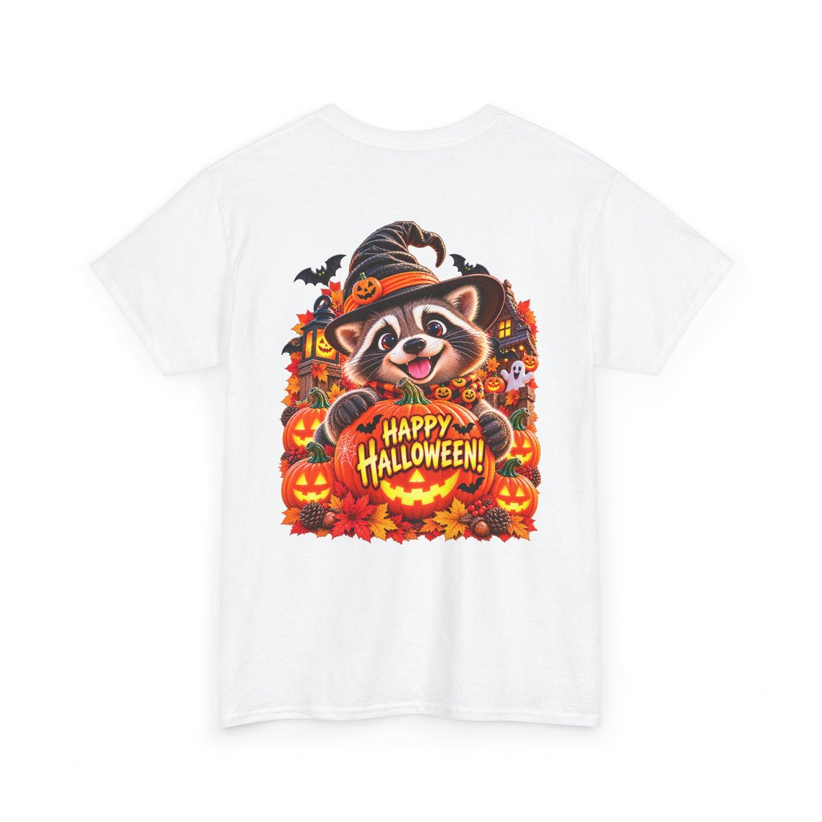 Halloween Raccoon Tee — Cute Jack-o'-Lantern "Happy Halloween" Shirt
