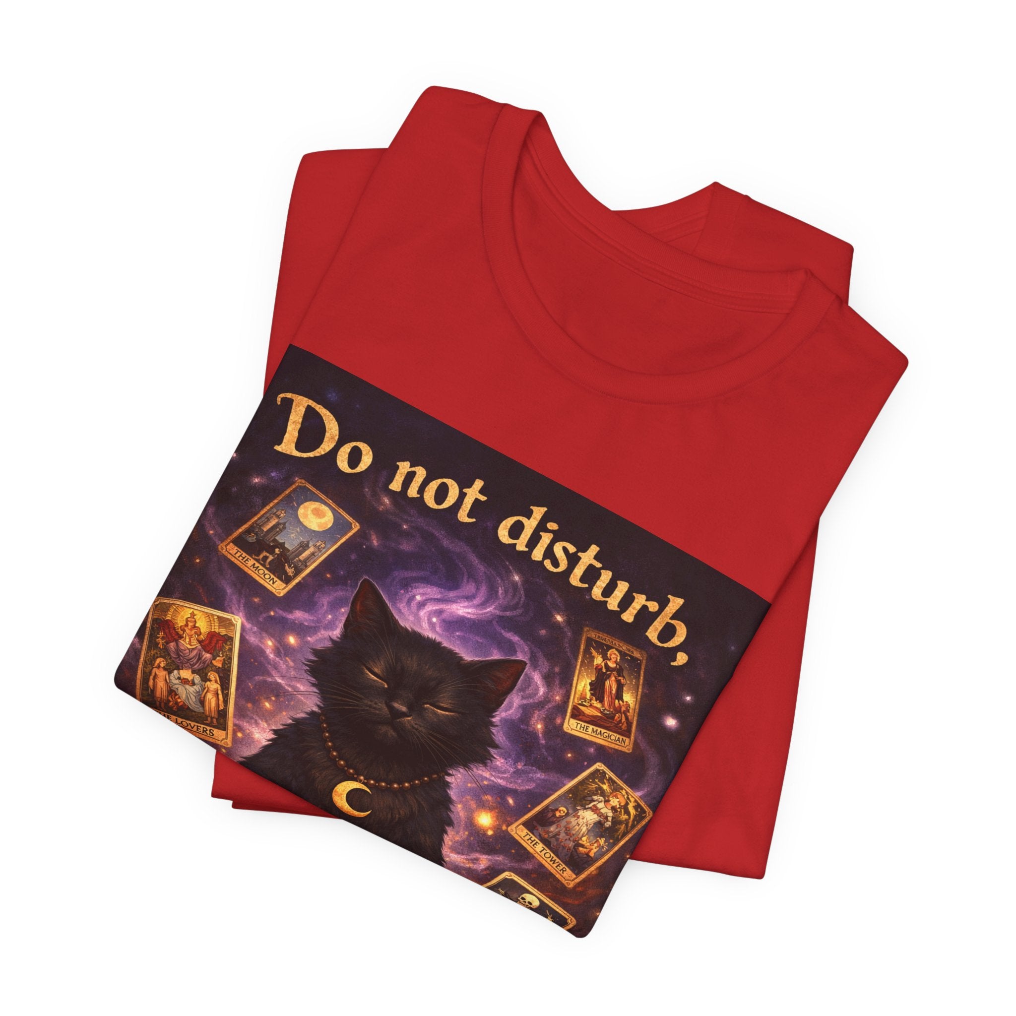 Do Not Disturb Cat Coffee Tee — Mystic Black Cat Tarot T-Shirt