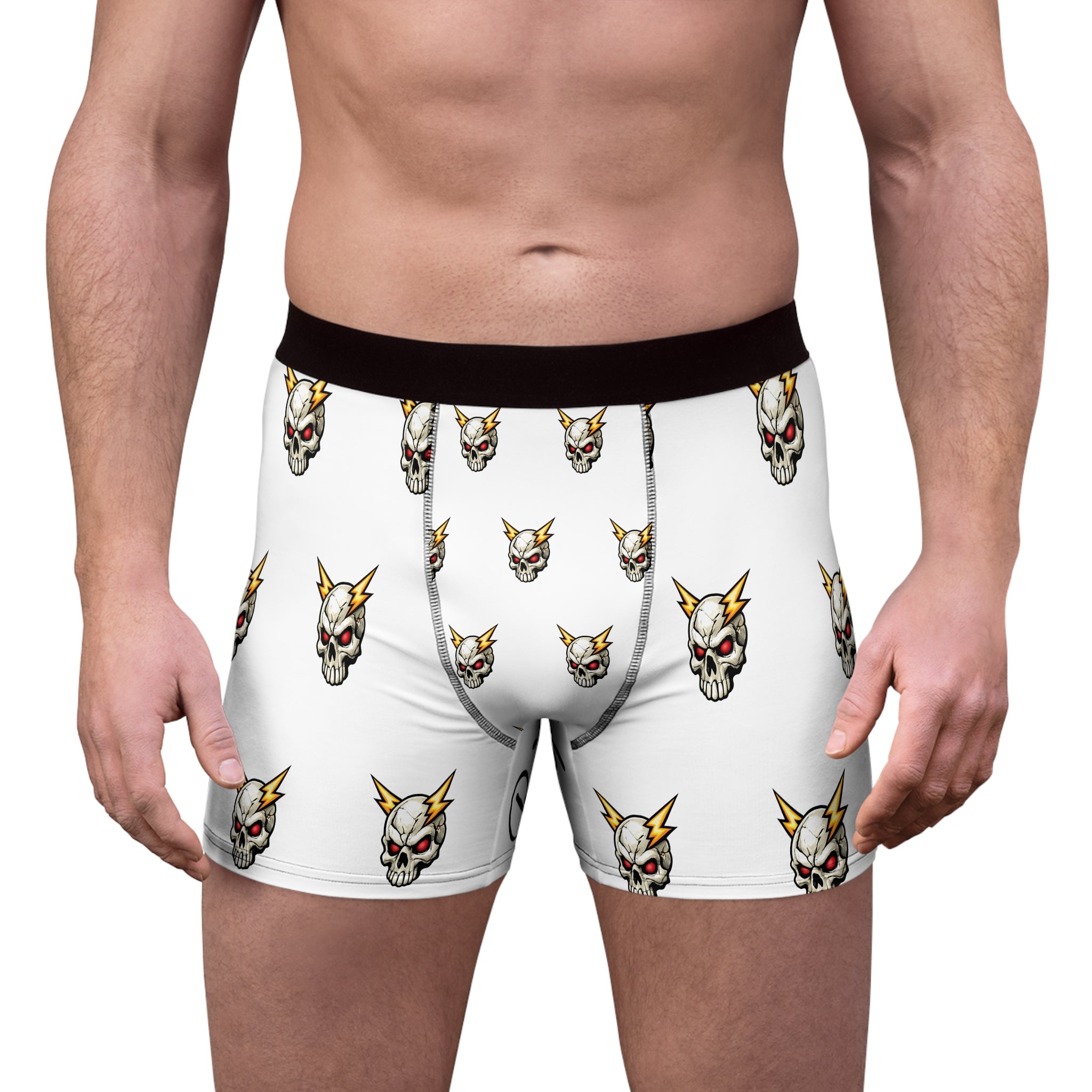 Skull Lightning Boxer Briefs — Men’s All-Over-Print Boxer Briefs