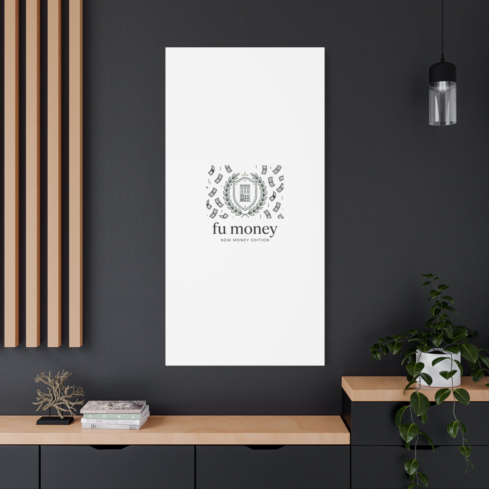 fu money Canvas |New Money Minimalist, Quiet Luxury, Serif Monochrome