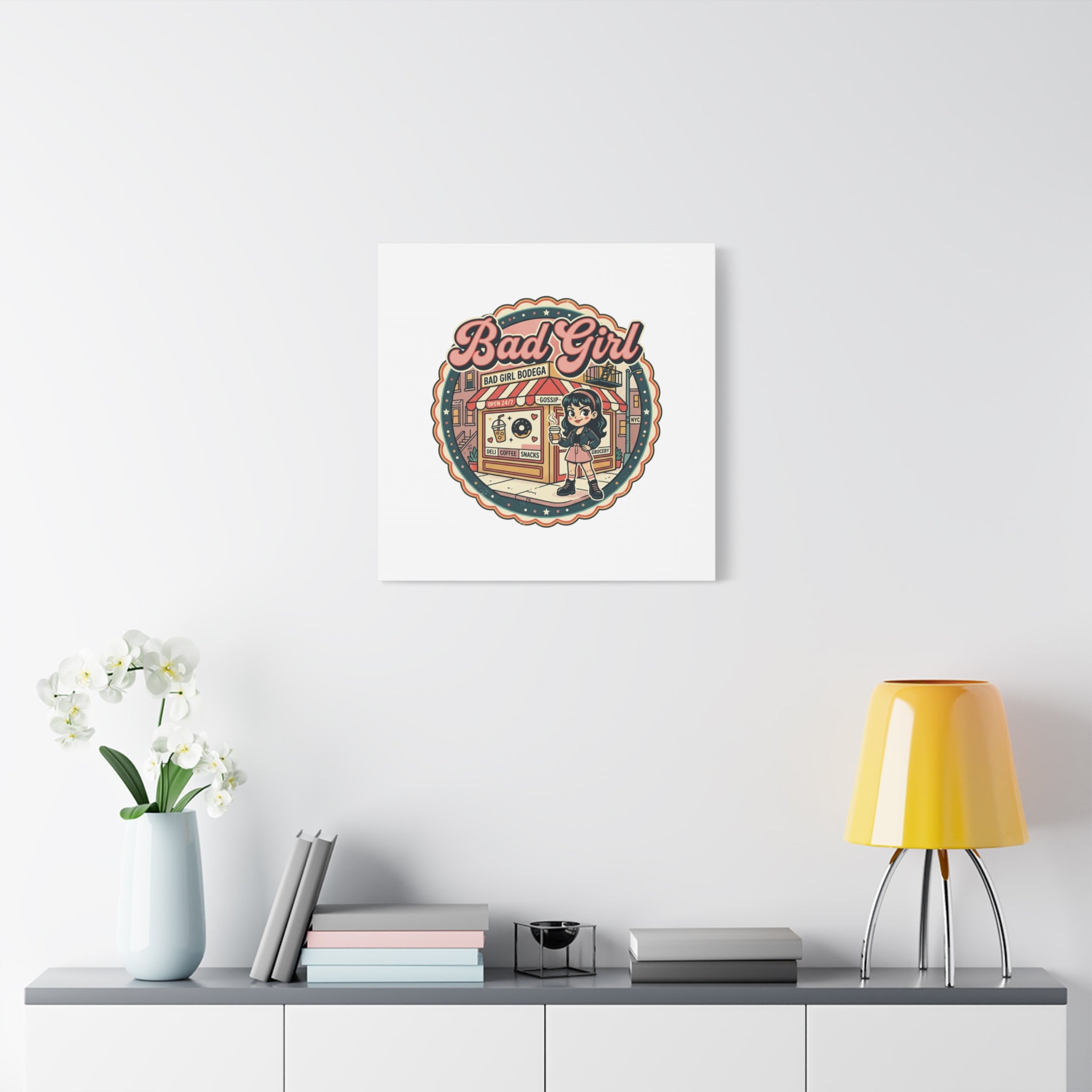 Bad Girl Bodega Canvas Print | Bodega, NYC, Y2K Corner Store Art