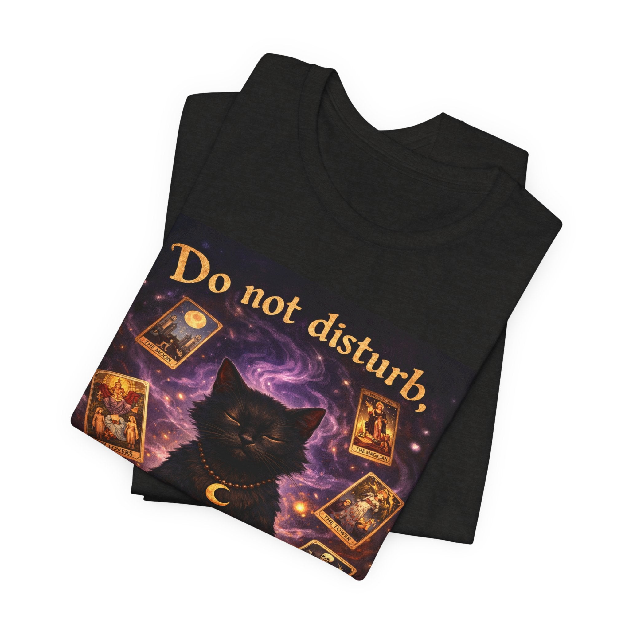 Do Not Disturb Cat Coffee Tee — Mystic Black Cat Tarot T-Shirt