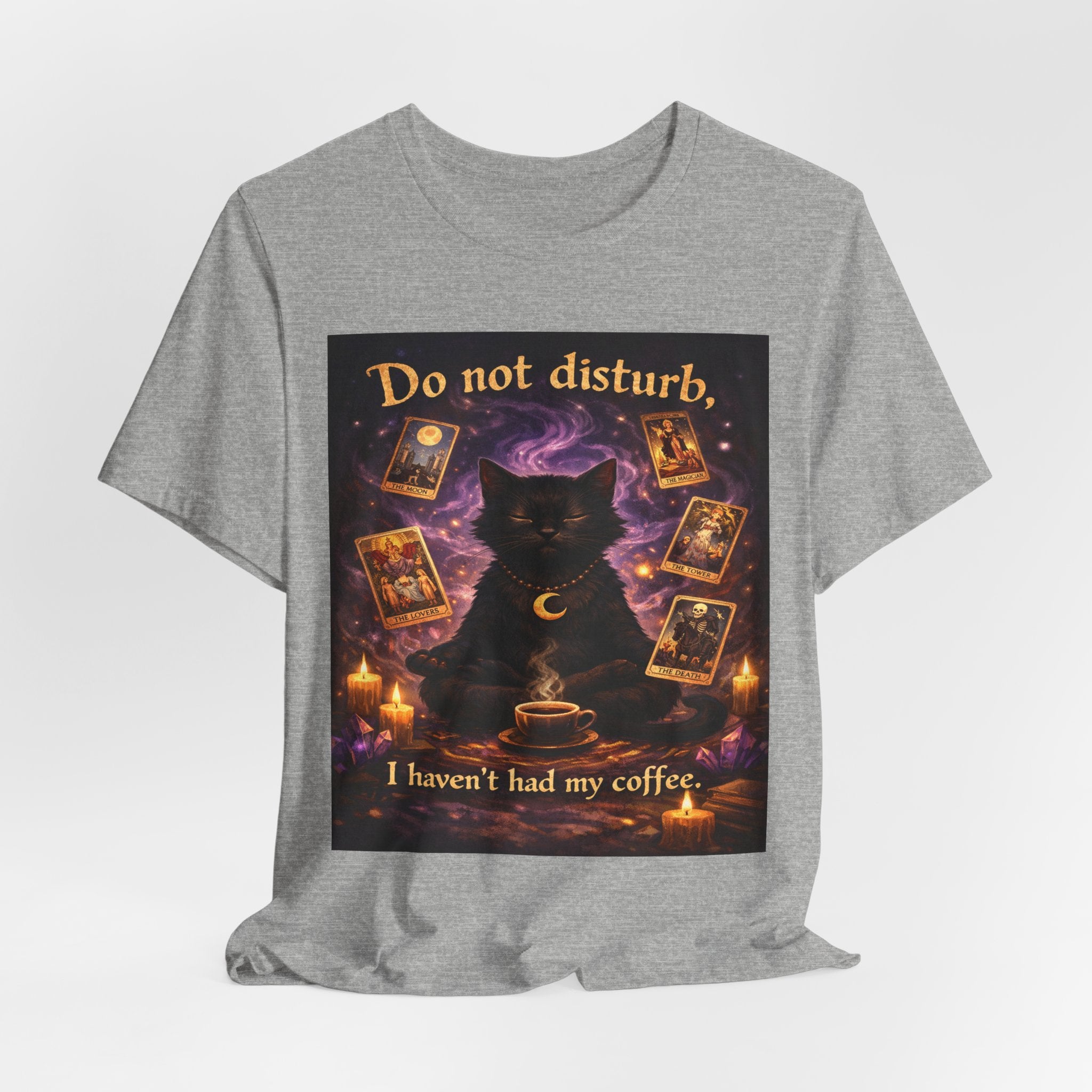 Do Not Disturb Cat Coffee Tee — Mystic Black Cat Tarot T-Shirt