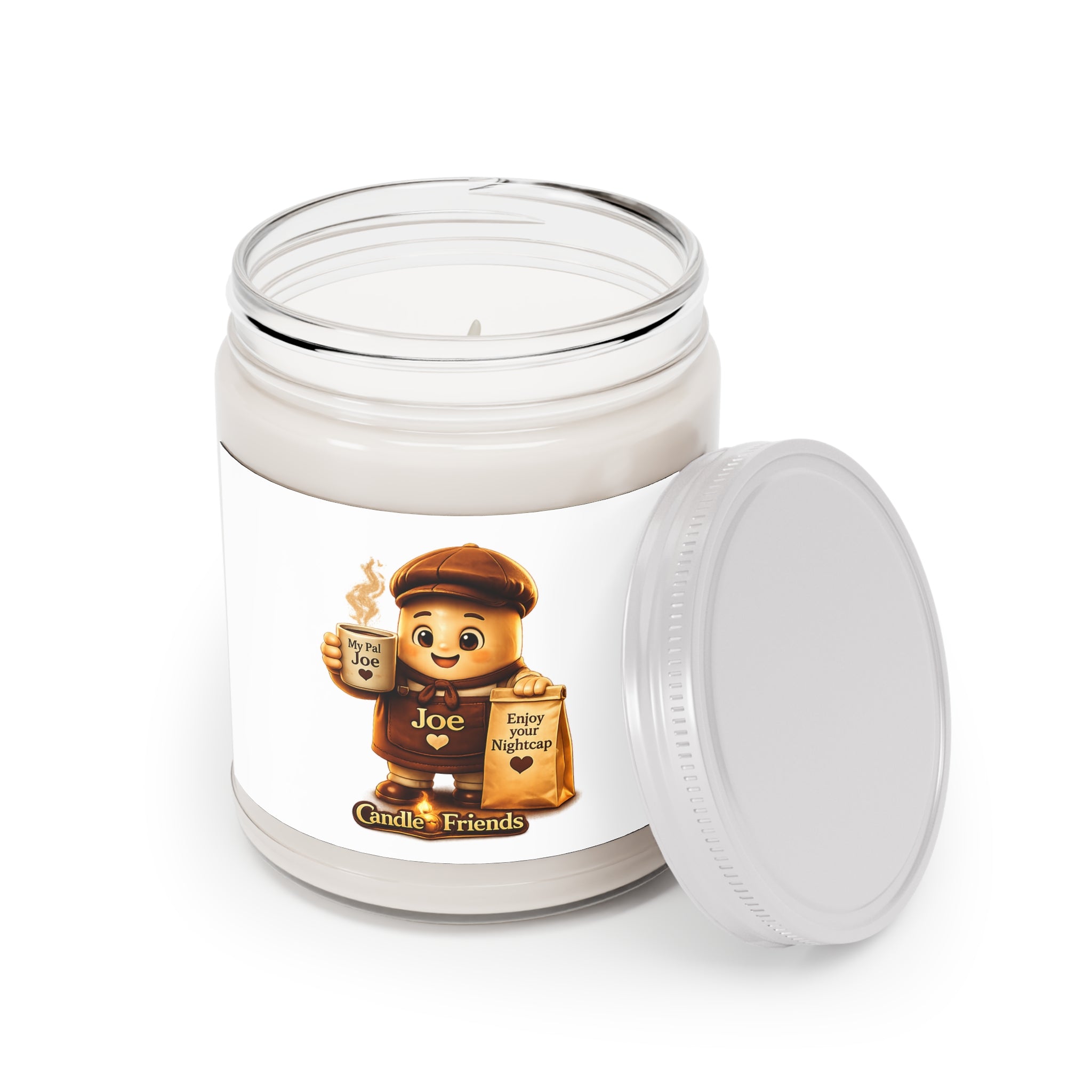 My Pal Joe Scented Soy Candle – Cozy Coffeehouse, 9oz Jar with White Lid