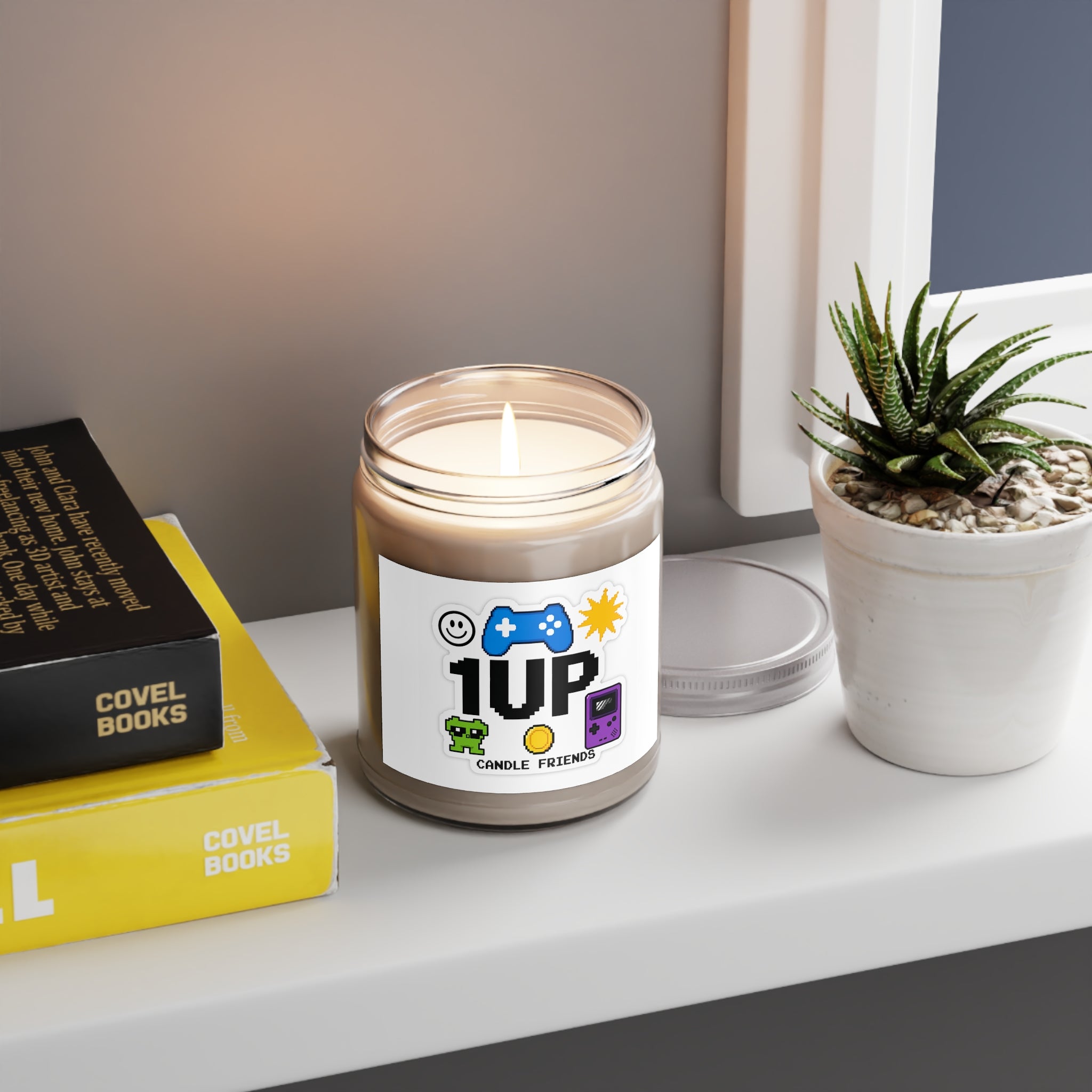 1UP Gamer Scented Soy Candle — 9oz White-Lid Retro Video Game Candle