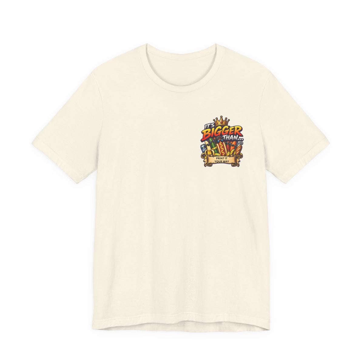 T-Shirt — "It's Bigger Than..." Retro Hot Dog & Snacks Graphic Tee