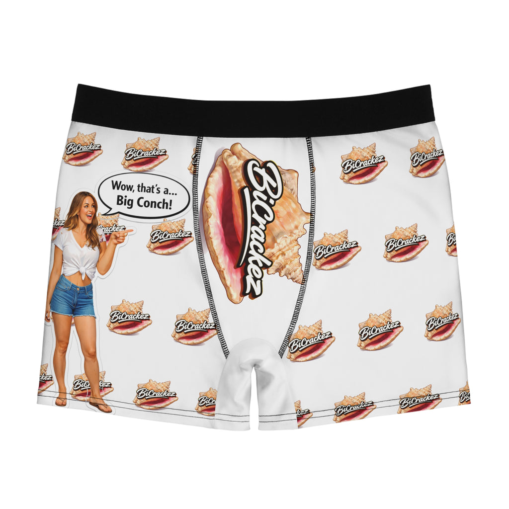 Big Conch Men’s Boxer Briefs — Novelty Beachwear with 'Wow, that’s a... Big Conch!' Design
