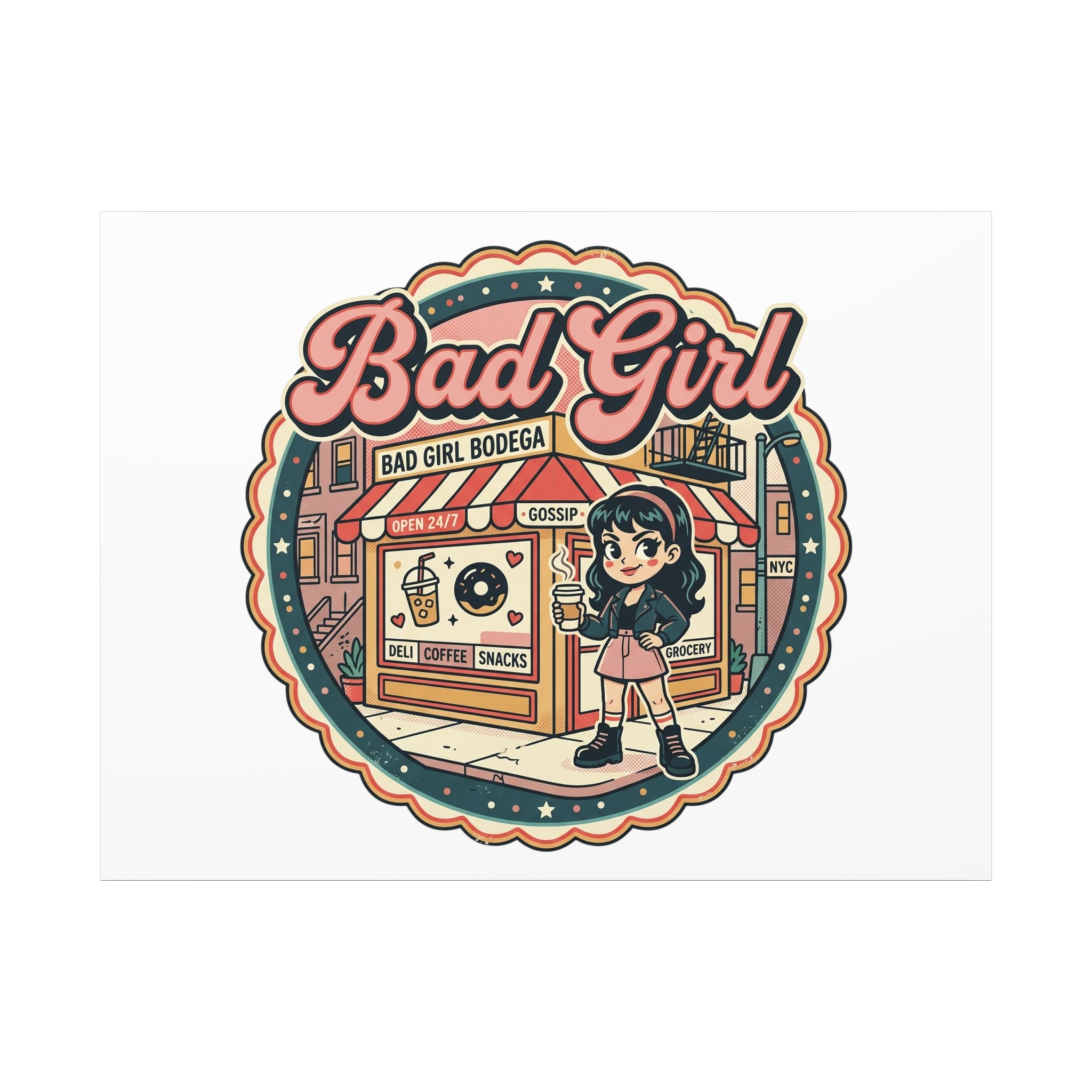Bad Girl Bodega Canvas Print | Bodega, NYC, Y2K Corner Store Art