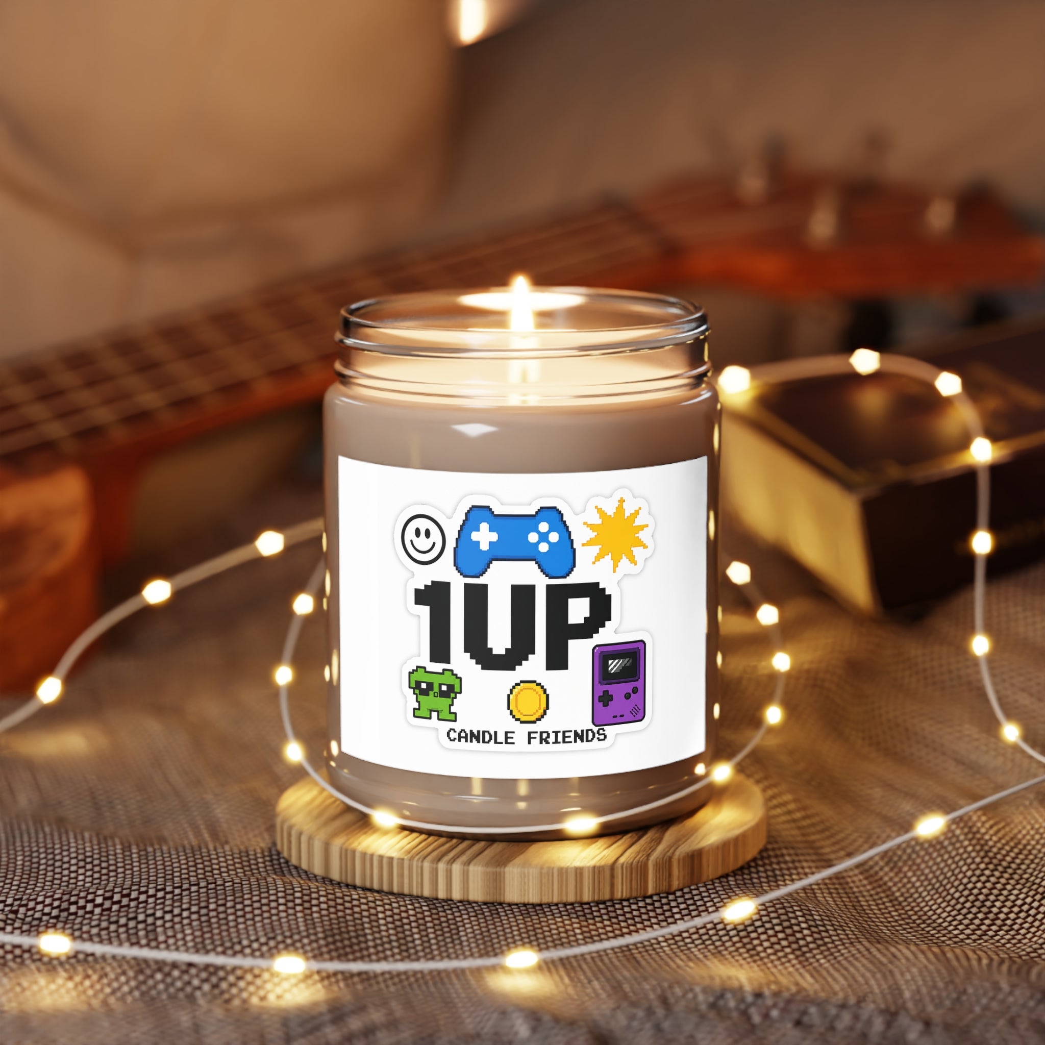 1UP Gamer Scented Soy Candle — 9oz White-Lid Retro Video Game Candle
