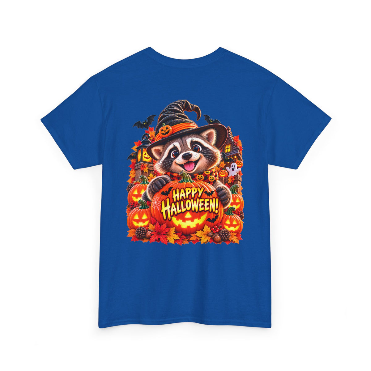 Halloween Raccoon Tee — Cute Jack-o'-Lantern "Happy Halloween" Shirt