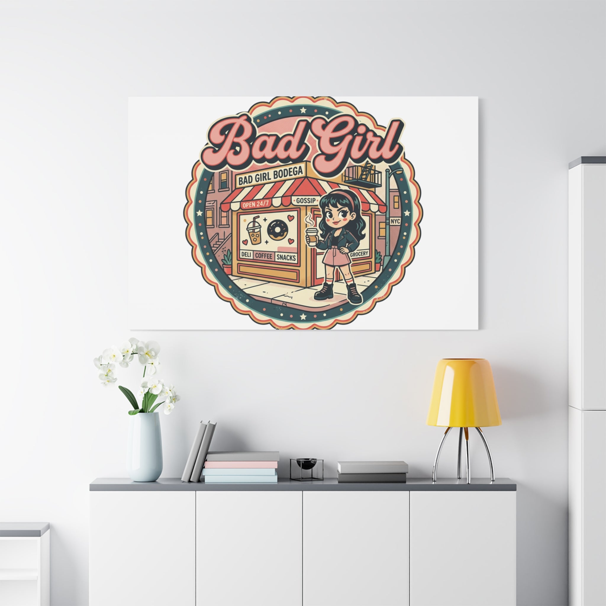 Bad Girl Bodega Canvas Print | Bodega, NYC, Y2K Corner Store Art