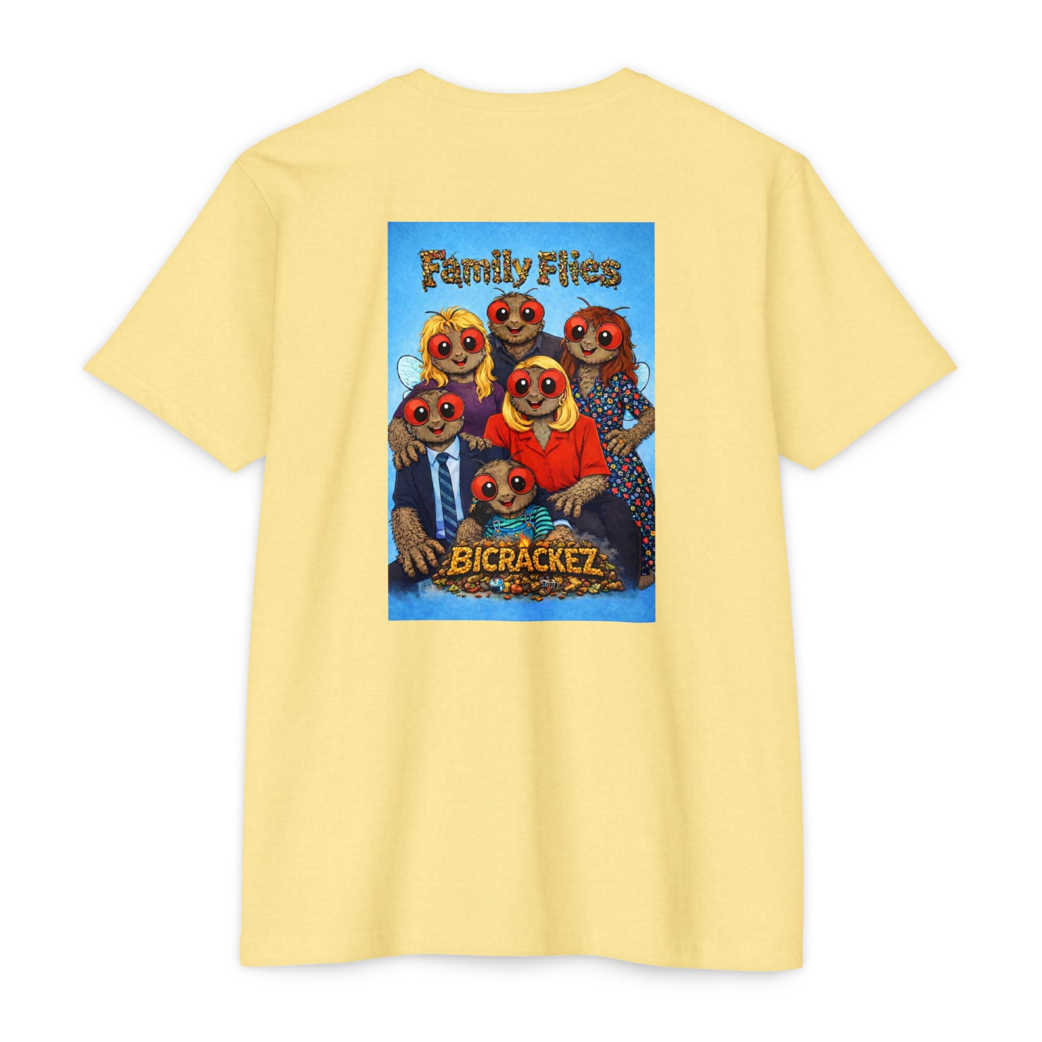 Family Flies Graphic T-Shirt — "Bicracketz" Retro Cartoon Tee