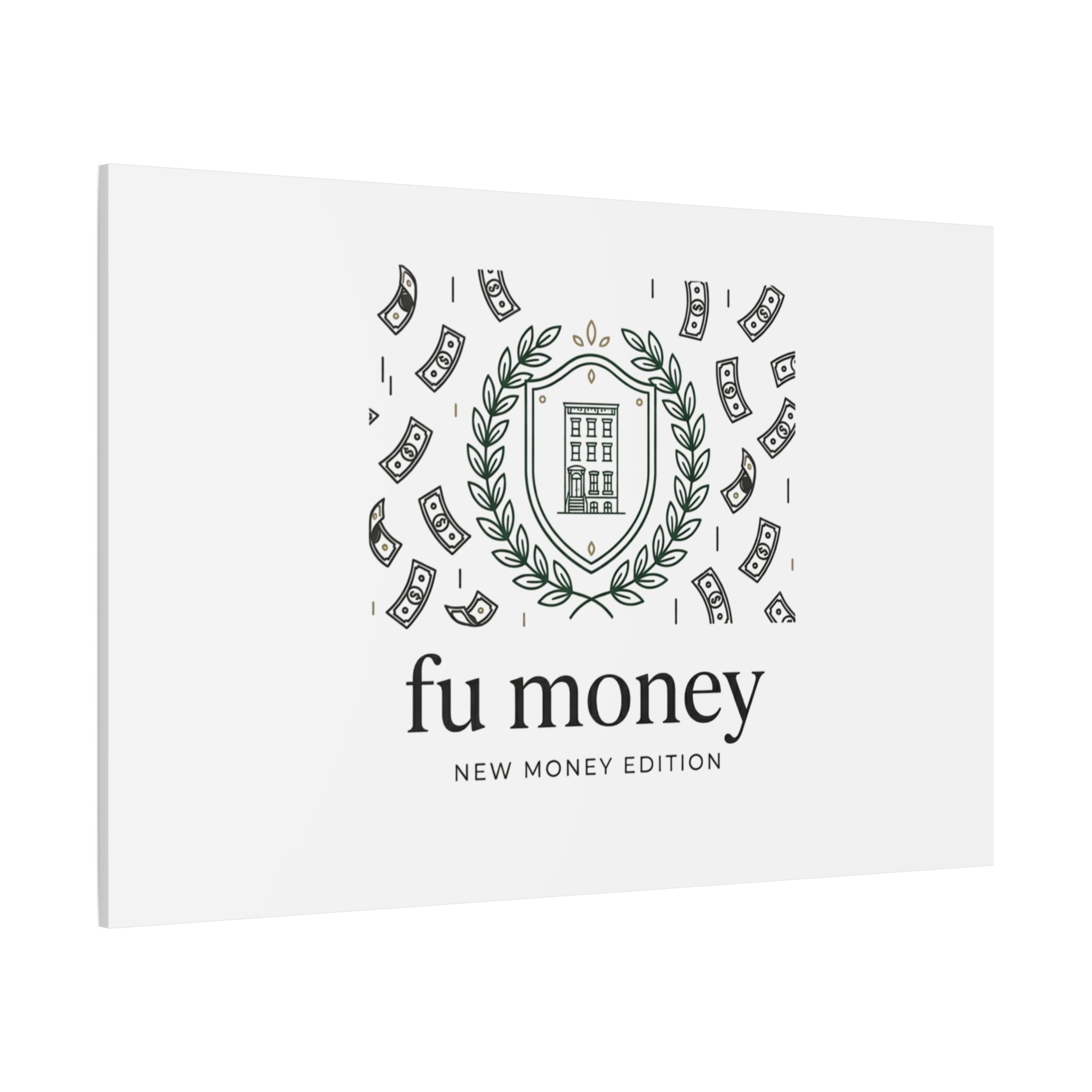 fu money Canvas |New Money Minimalist, Quiet Luxury, Serif Monochrome