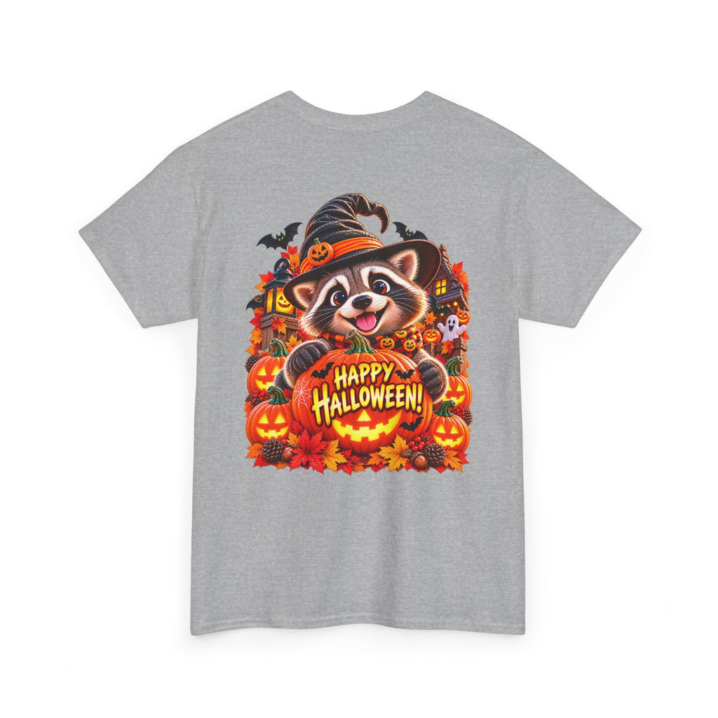 Halloween Raccoon Tee — Cute Jack-o'-Lantern "Happy Halloween" Shirt