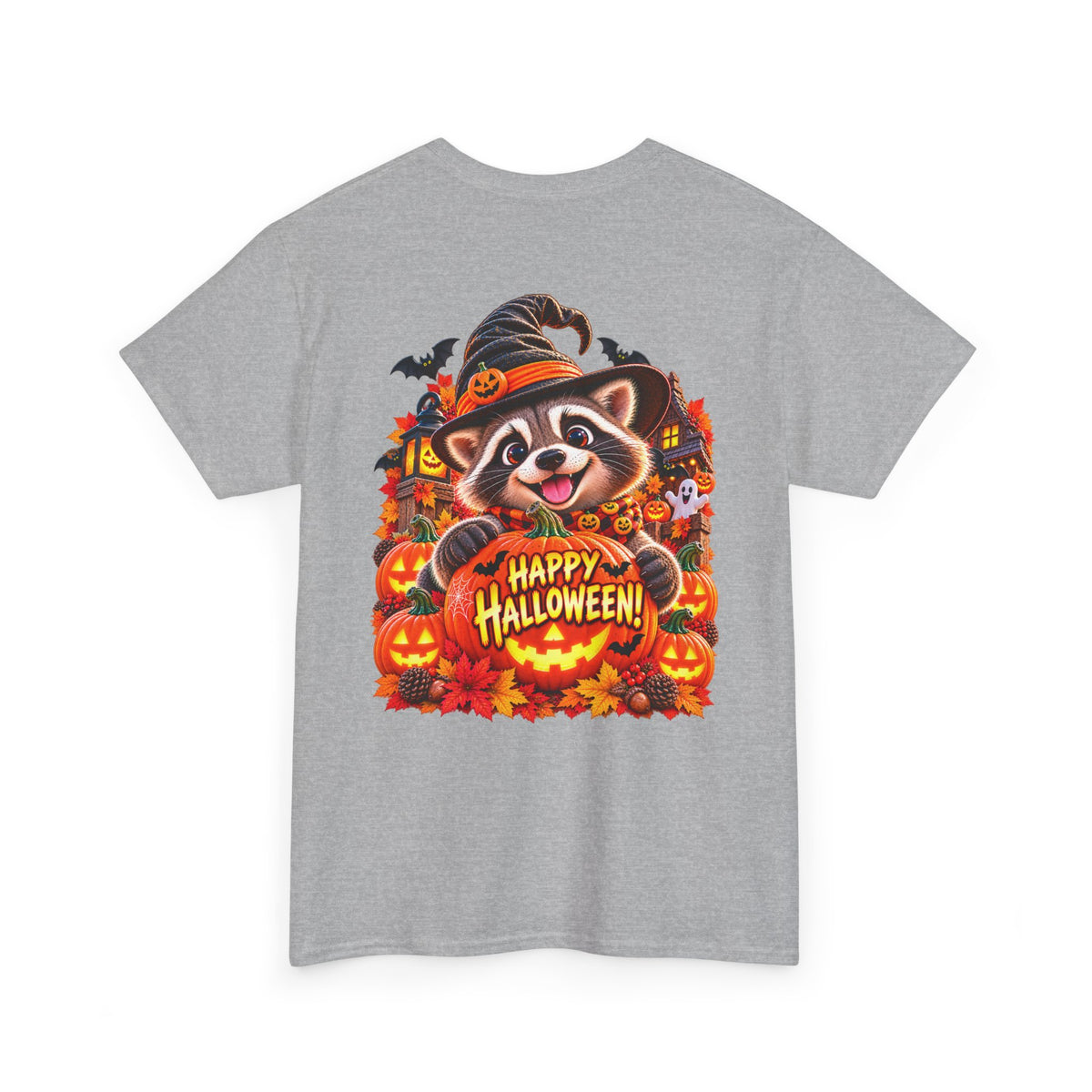 Halloween Raccoon Tee — Cute Jack-o'-Lantern "Happy Halloween" Shirt