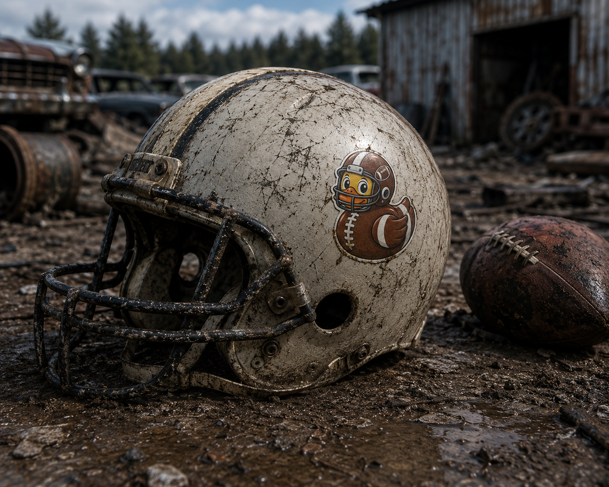 Football Duck Die-Cut Outdoor Sticker — Clear Weatherproof Vinyl