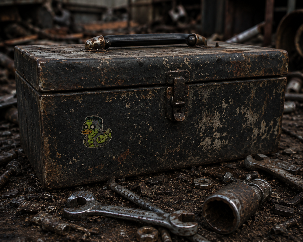 Frankenstein Rubber Duck Sticker — Die-Cut Transparent Outdoor Vinyl